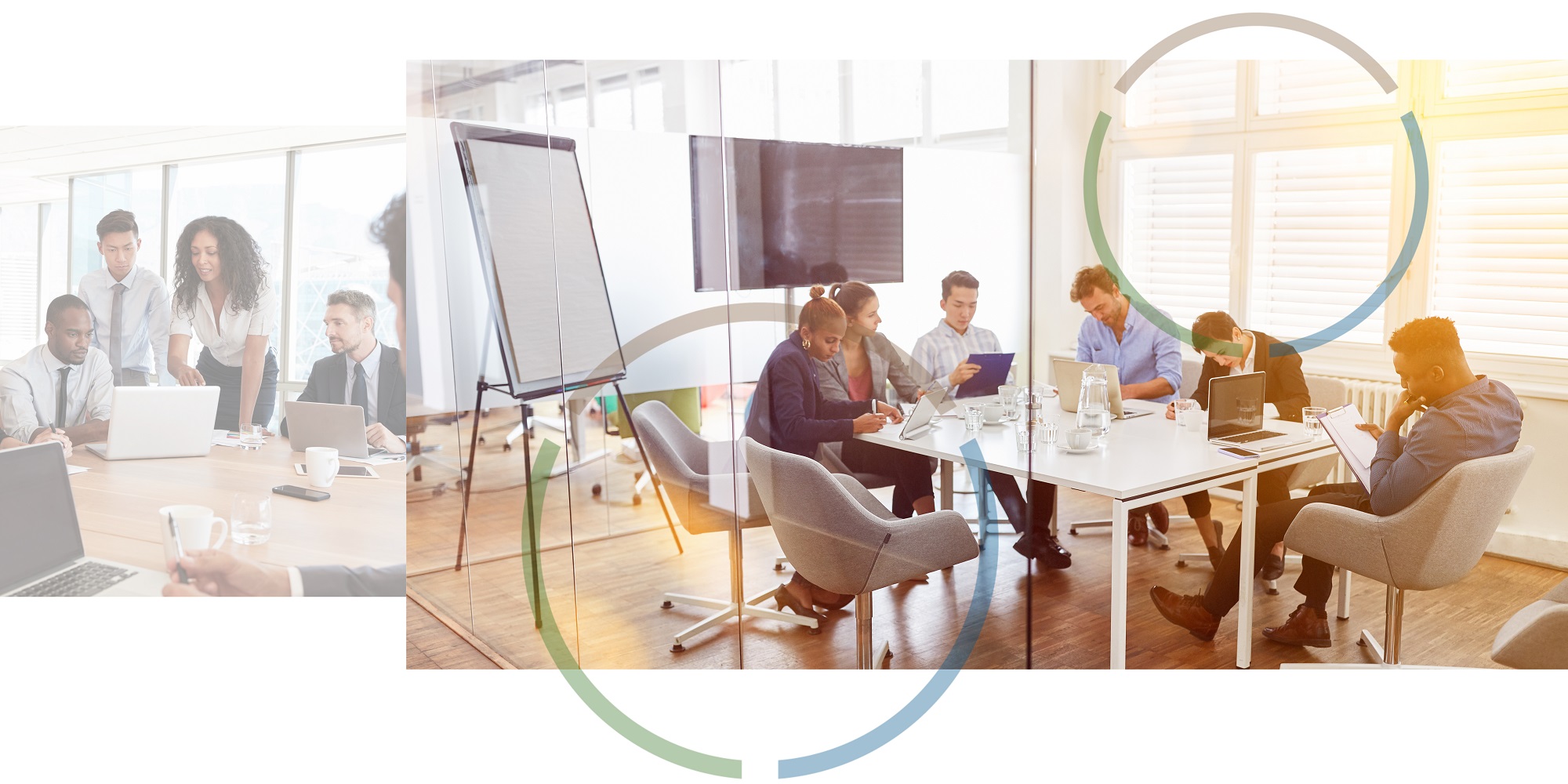 Group of colleagues having a meeting in the office.