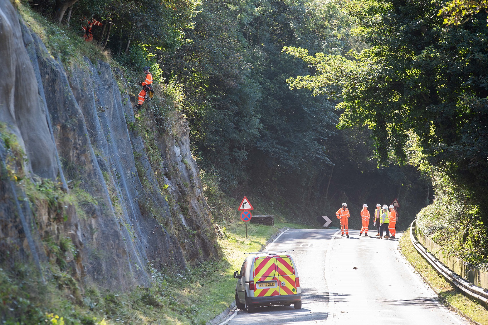 Teams working on Sutton Bank rockface