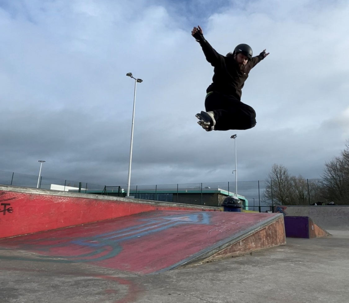 A skater in action at the existing park.