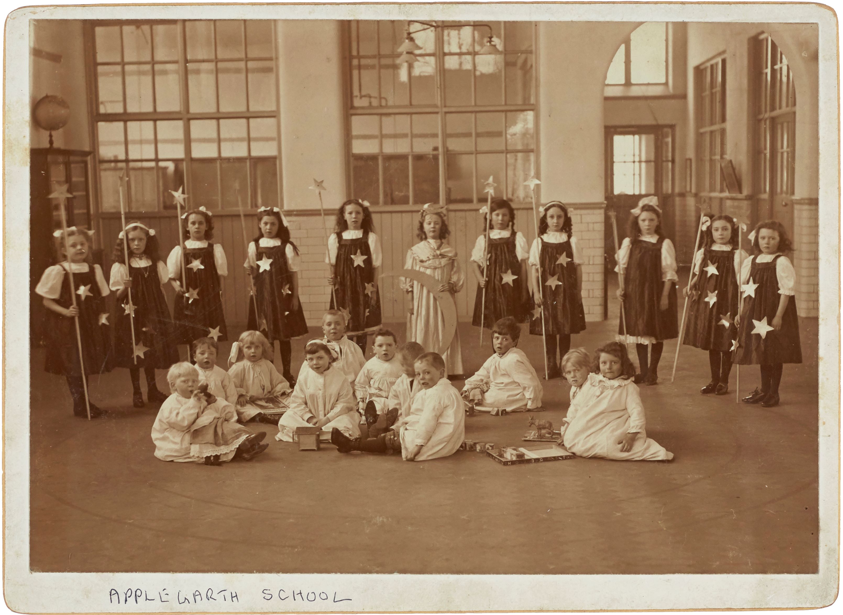 Pupils set for a performance at Applegarth School, Northallerton, in the early 20th century.