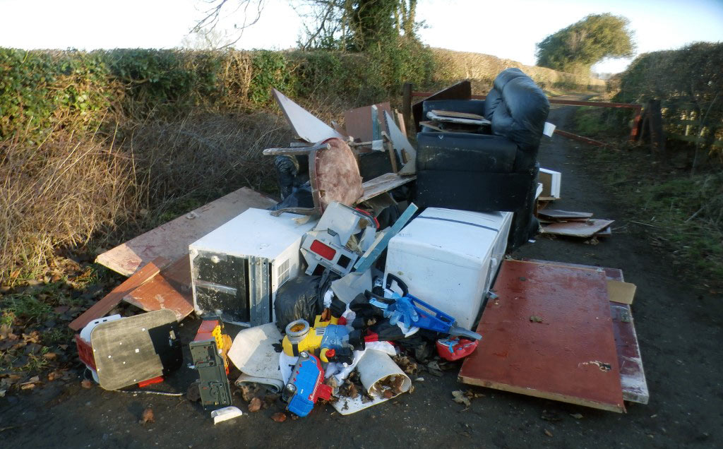 Rubbish left on a road