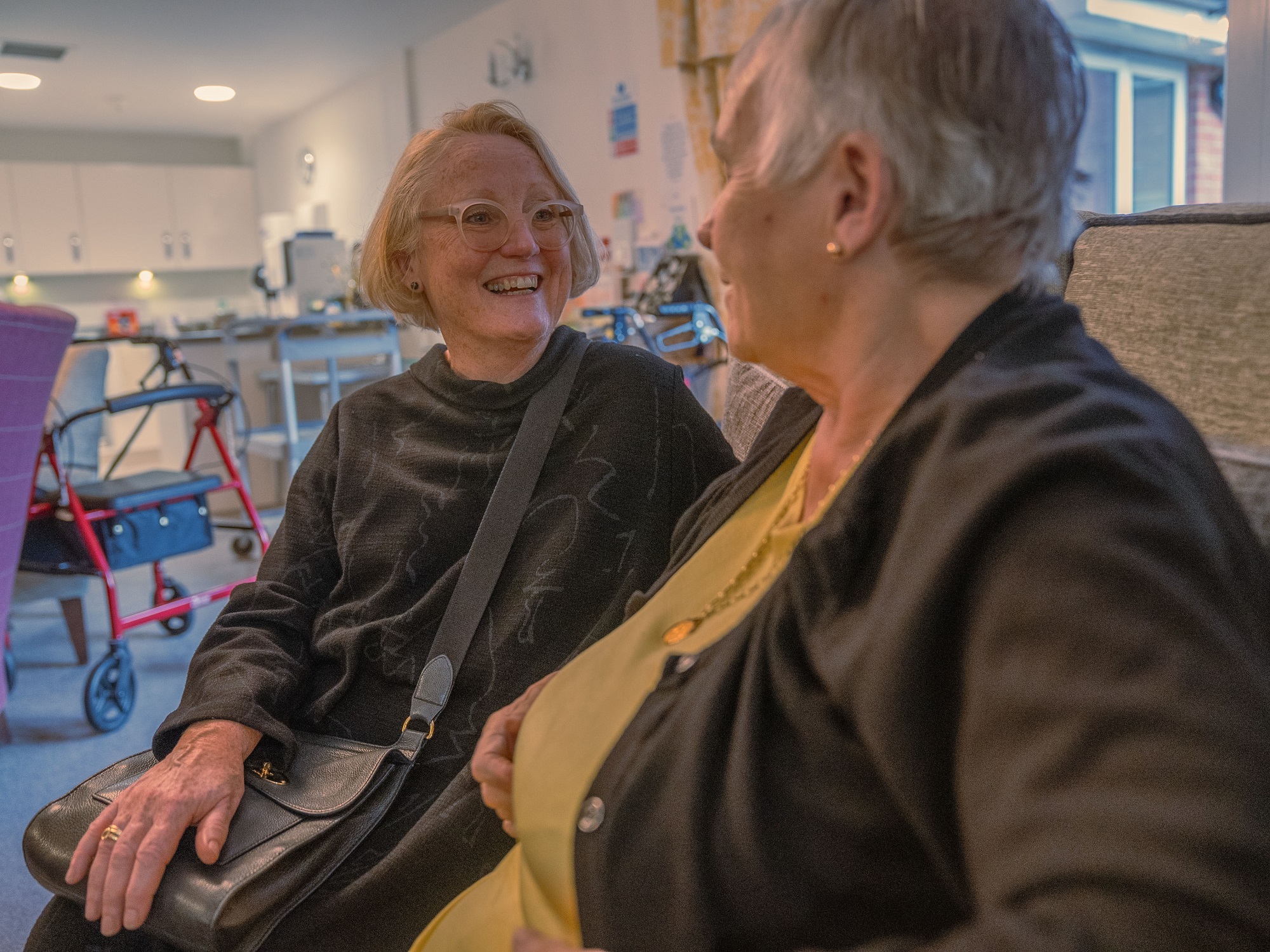 The chair of the Older People’s Housing Task Force, Professor Julienne Meyer, is pictured with Anne Swales, 83, who has lived at the Meadowfields Extra Care scheme in Thirsk for the past six months. Members of the task force visited two Extra Care schemes in North Yorkshire to learn more about how residents and local communities are benefiting.