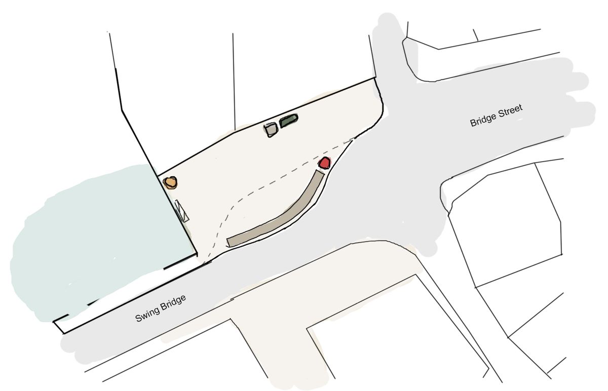An artist's sketch plan of the proposed new street scene layout at Polar Bear Corner, Whitby.