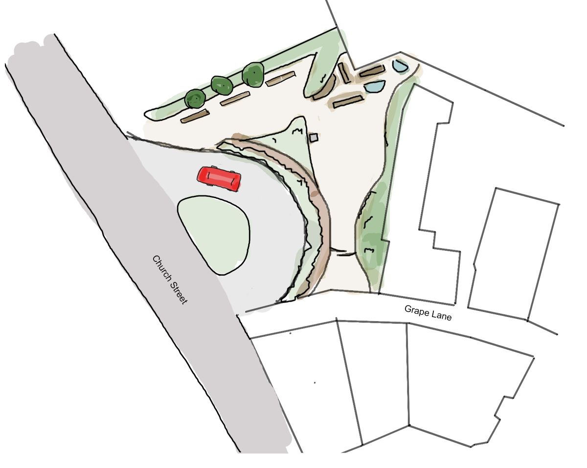 A sketch plan of proposed new street layout at Tin Ghaut, Whitby.