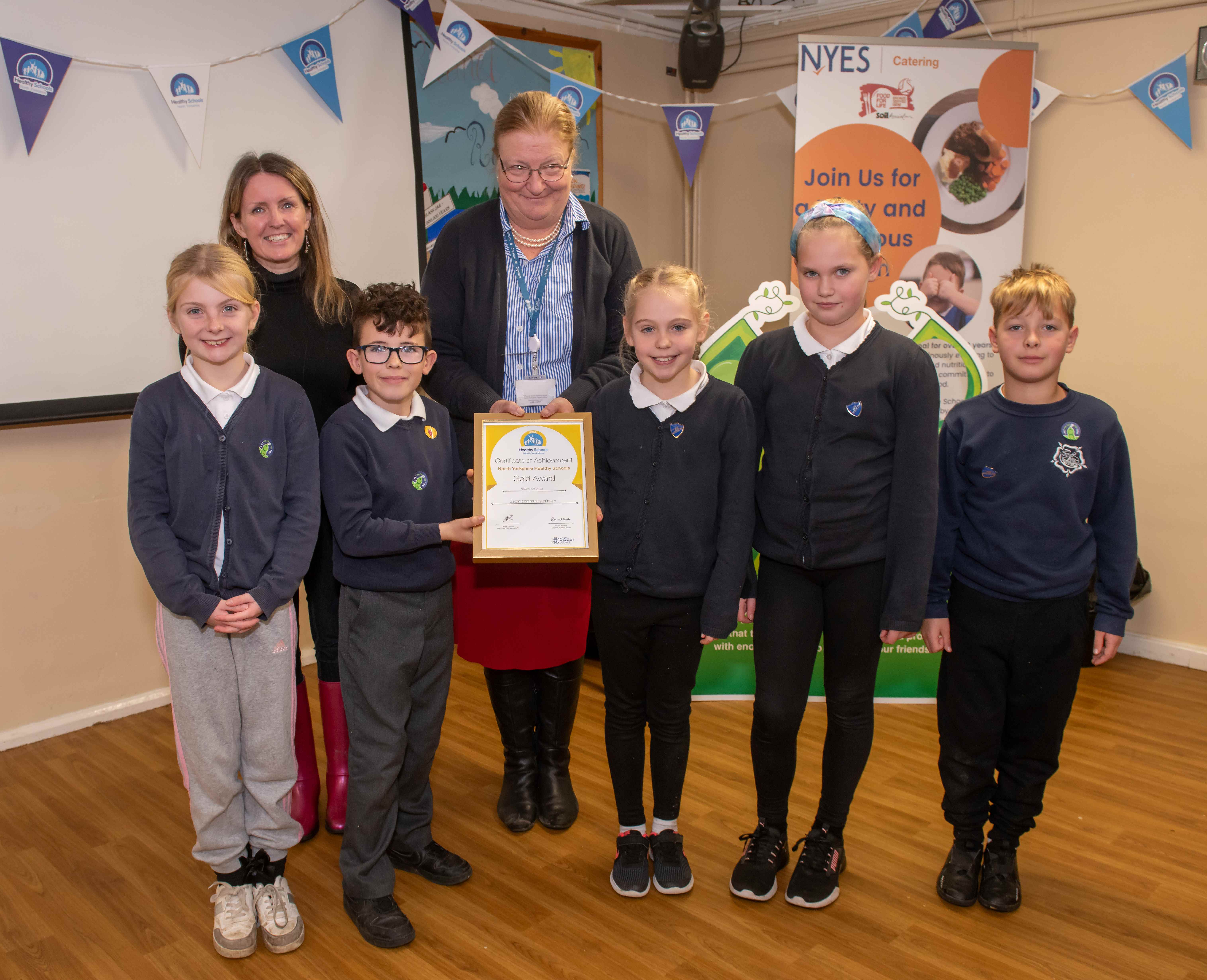 Pupils from Seton Community Primary School who achieved the gold award.