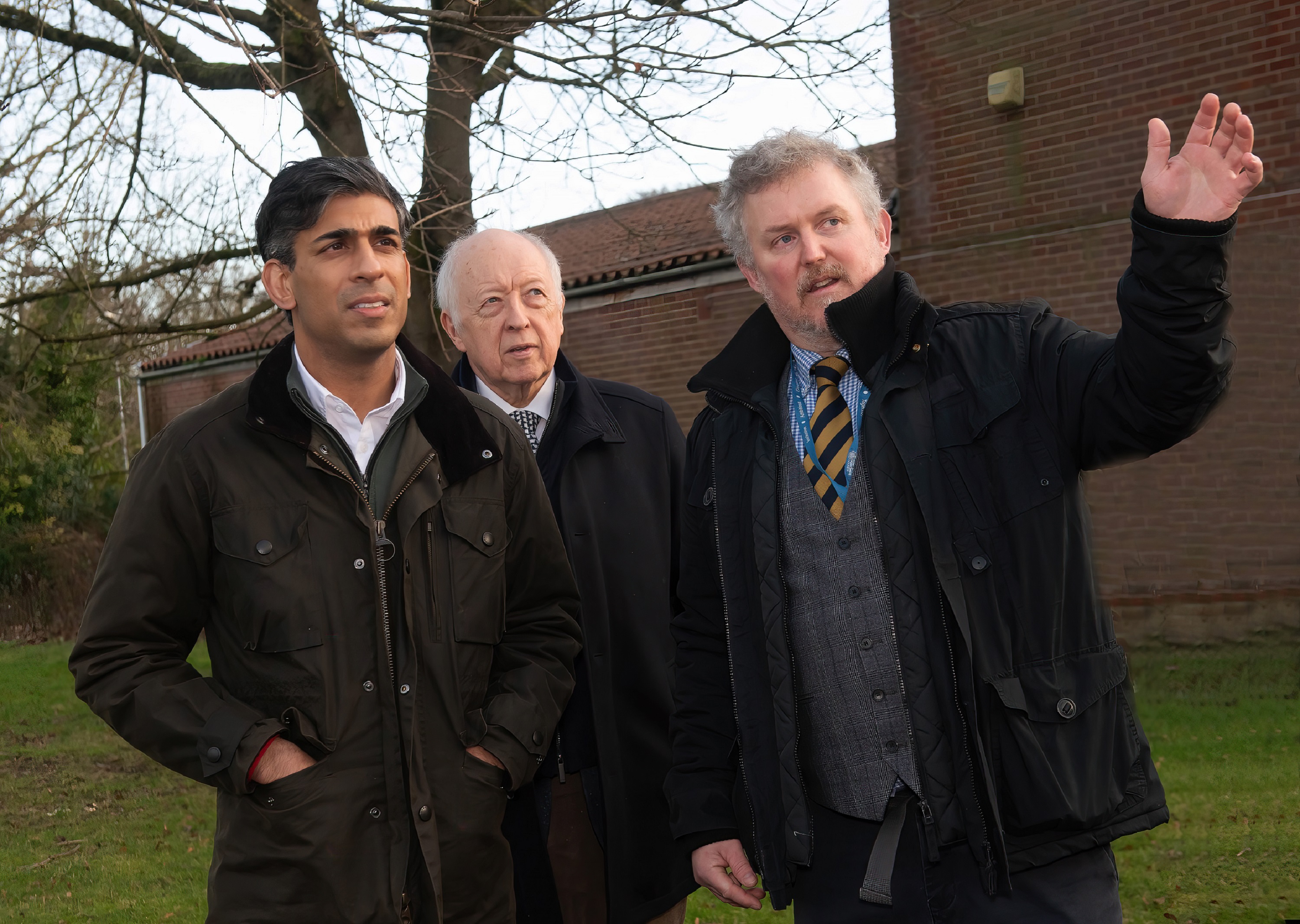 MP Rishi Sunak, left, is shown the location of the proposed town centre regeneration project in Catterick Garrison with North Yorkshire Council’s leader, Cllr Carl Les, centre, and the council’s economic and regeneration project manager, Simon Hayden, right. 