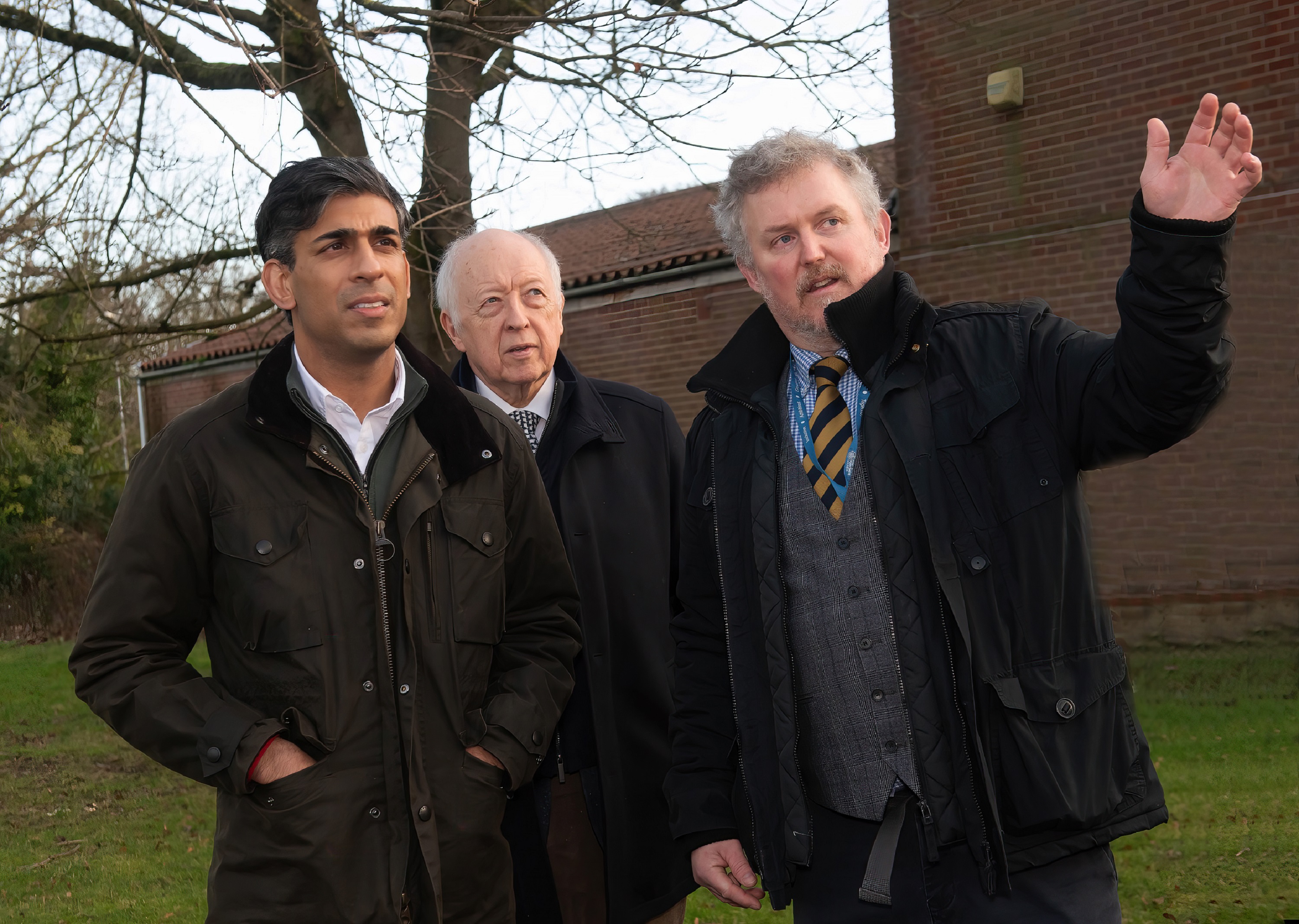 MP Rishi Sunak, left, is shown the location of the proposed town centre regeneration project in Catterick Garrison with North Yorkshire Council’s leader, Cllr Carl Les, centre, and the council’s economic and regeneration project manager, Simon Hayden, right.