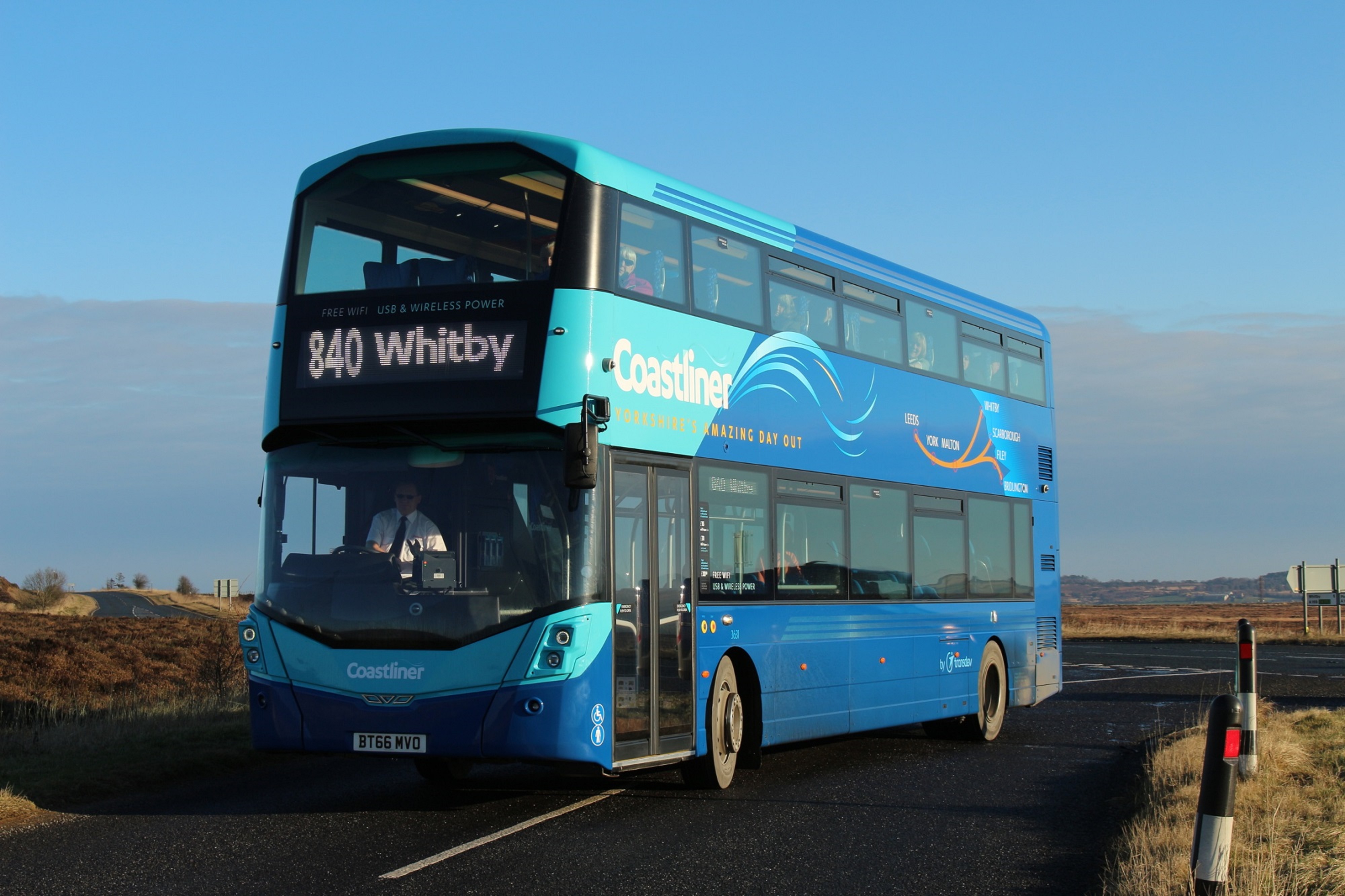 A coastliner double decker bus