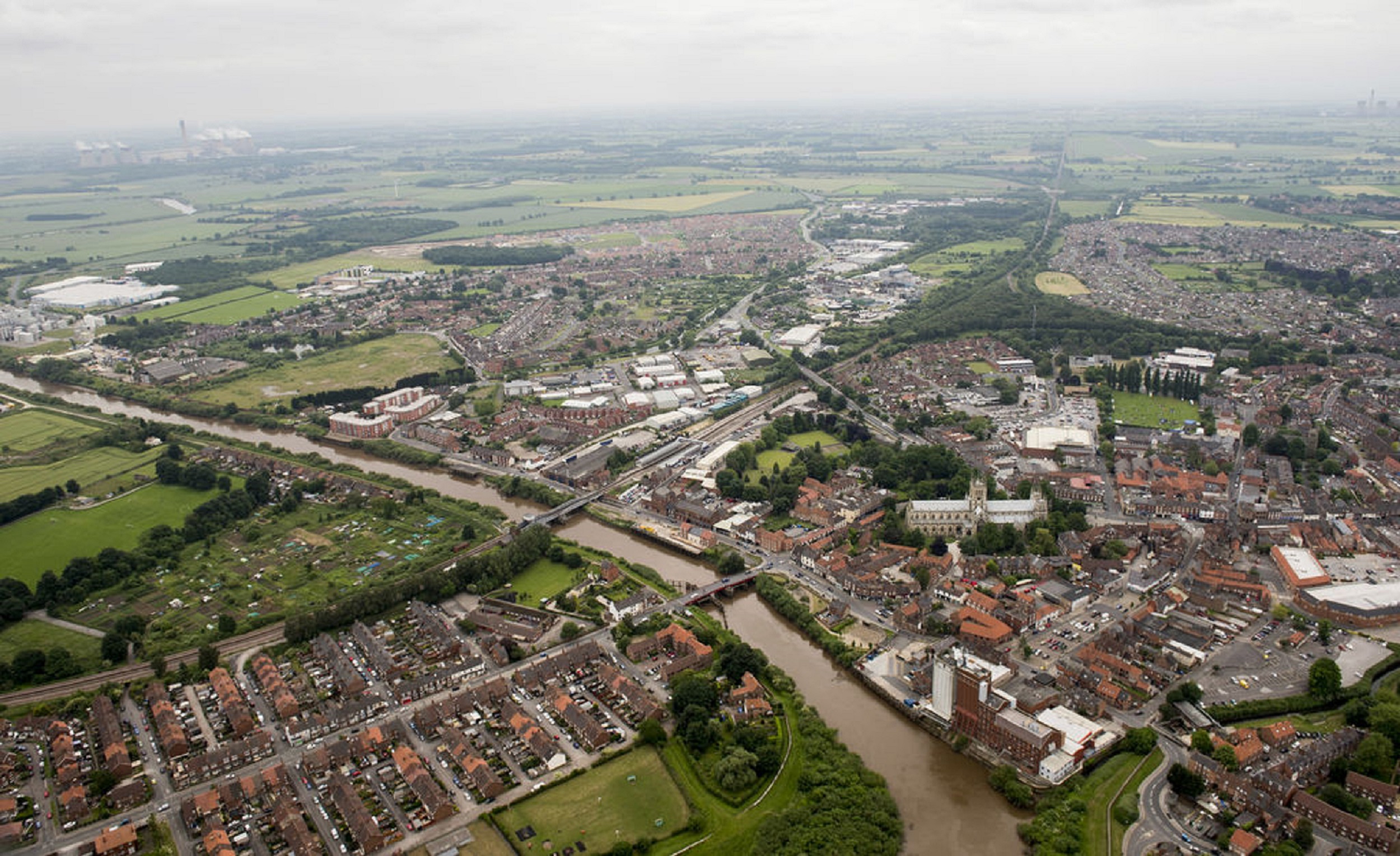 An aerial shot of Selby. 