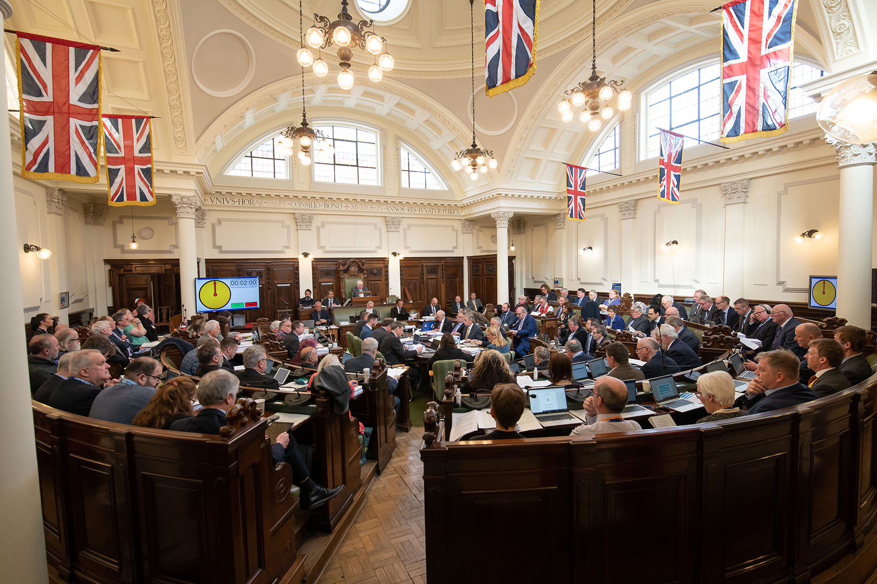 Inside the council chamber