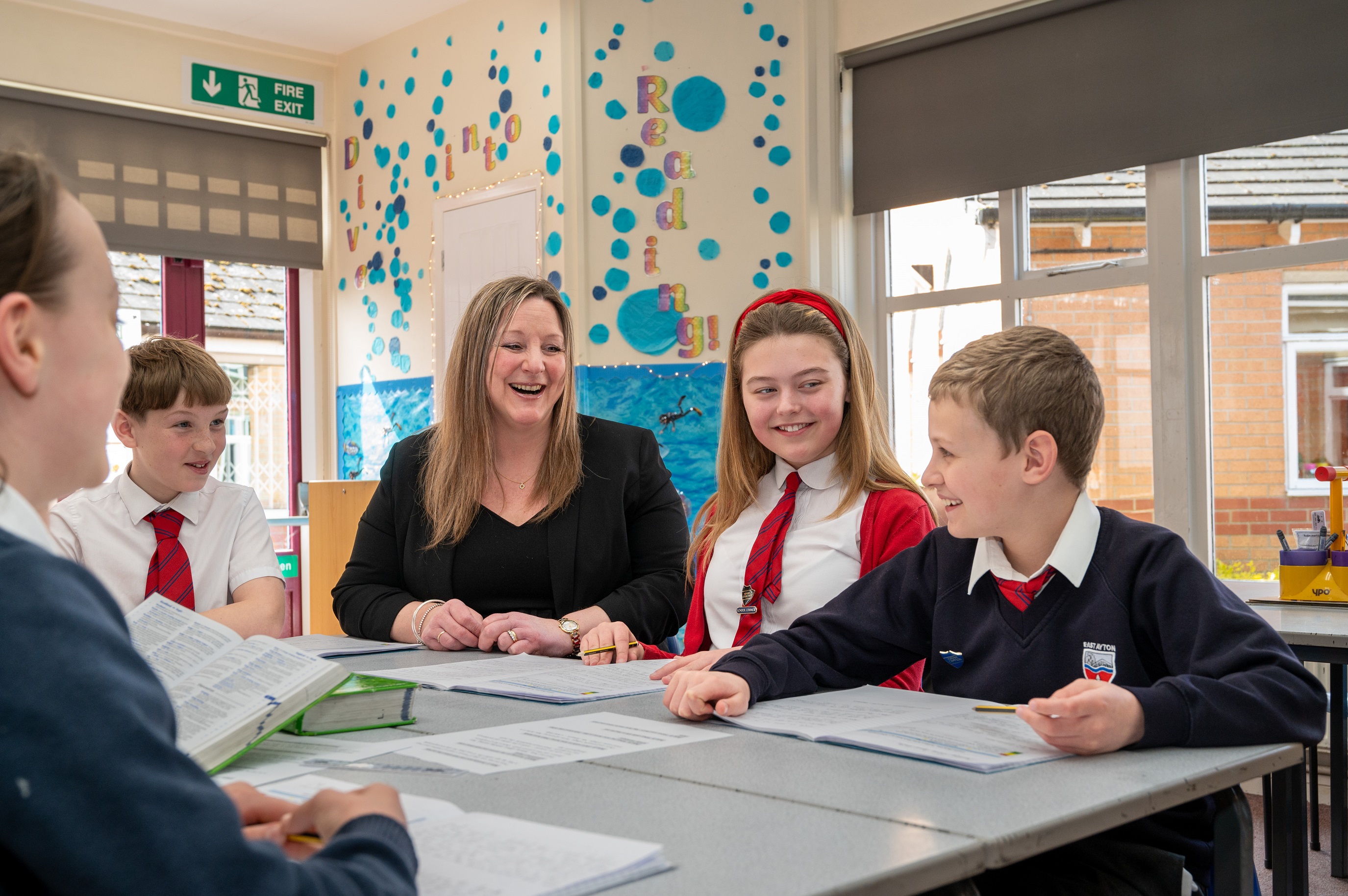 East Ayton Primary School pupils George Stephenson, Amelia McGregor, headteacher Lisa Nellist, Calvin Howes and Tamzin Hartley Smith.