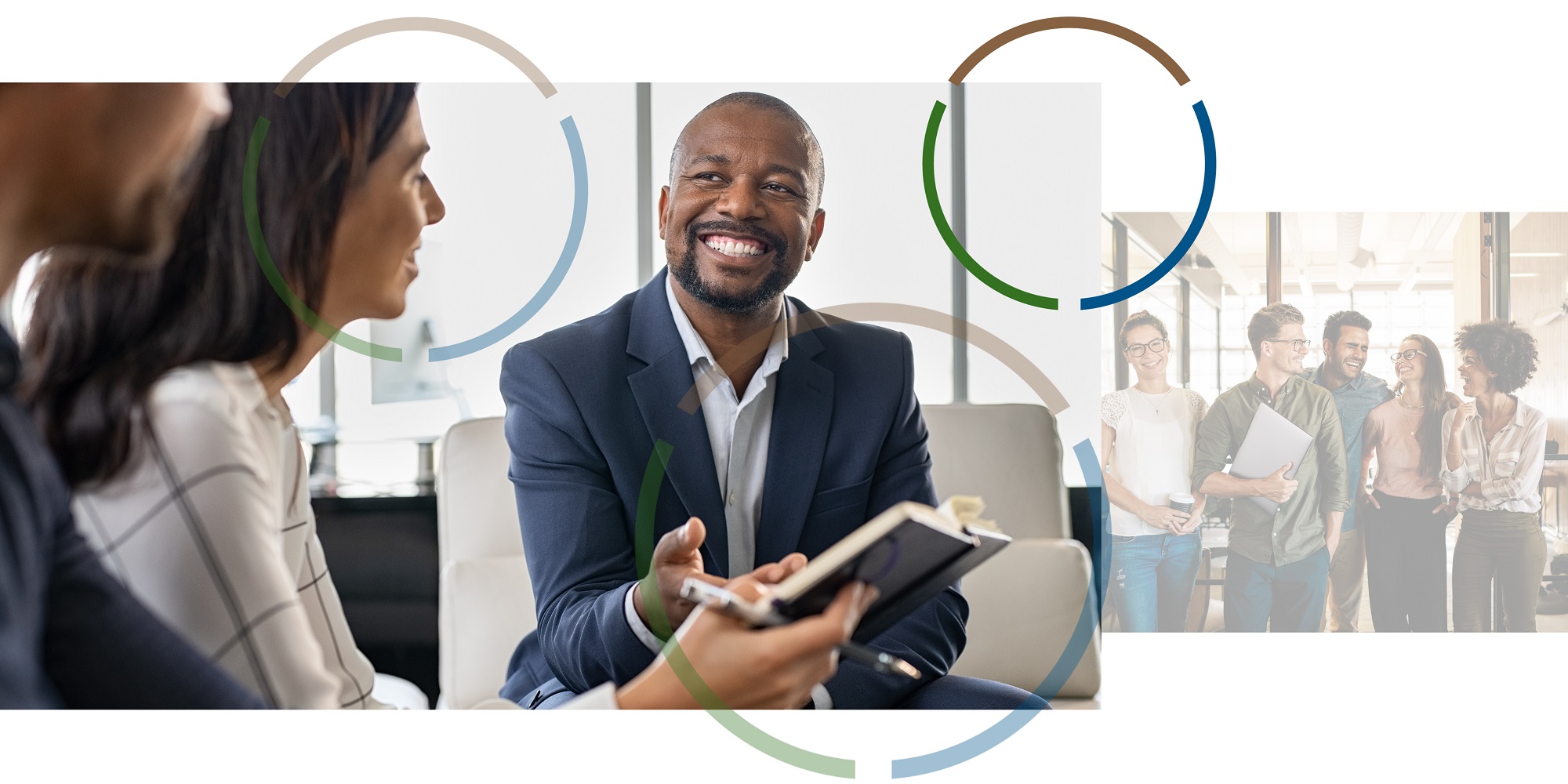 Work colleagues talking