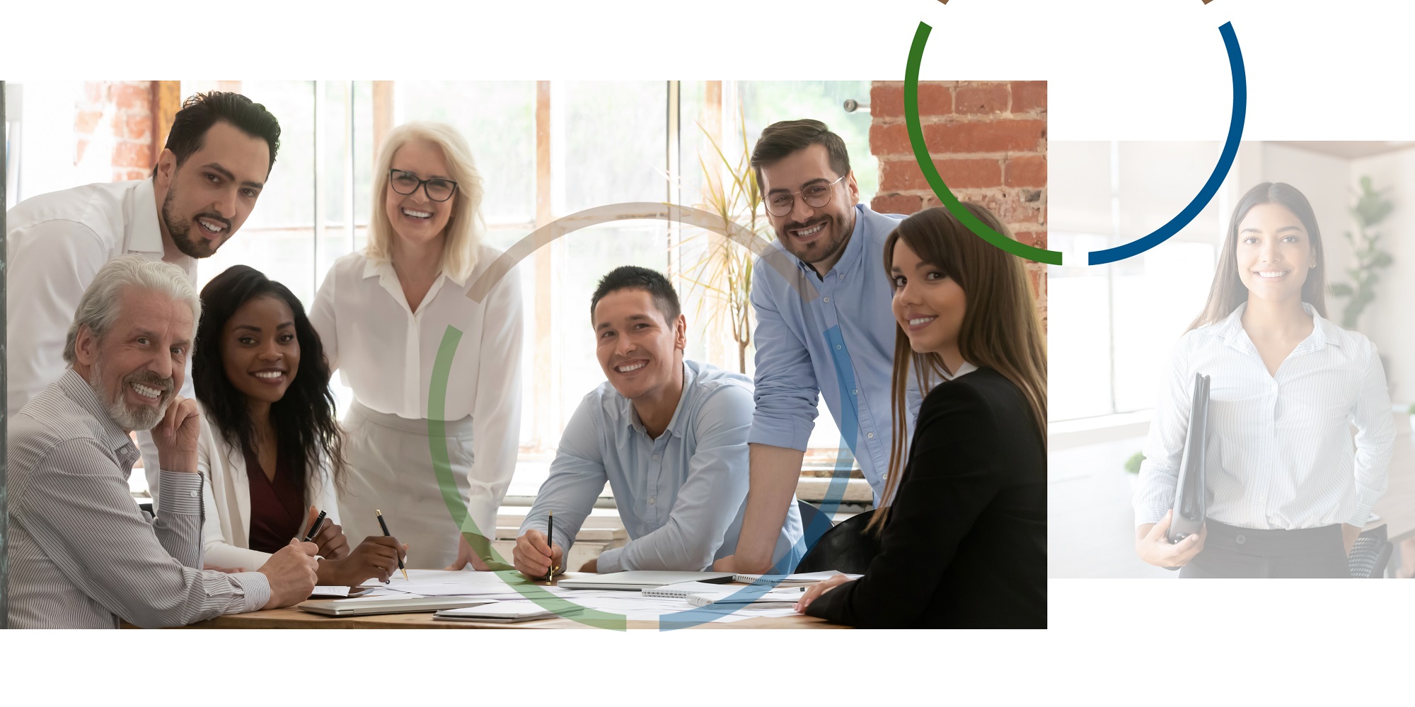 A group of work colleagues around a table