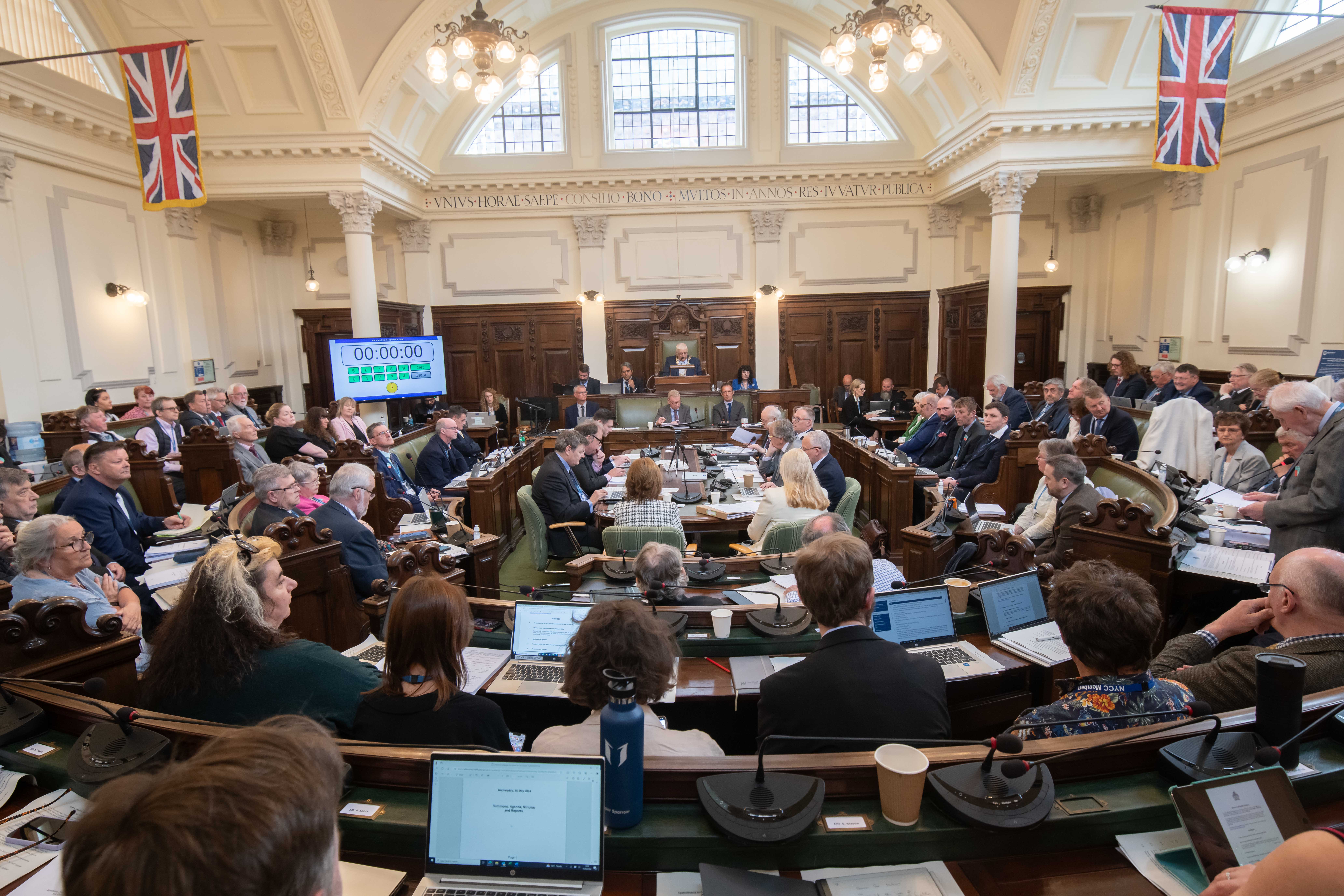 Members of North Yorkshire Council in the main council chamber at County Hall in Northallerton. A review is set to take place to ensure the number of members equally represents communities across the county