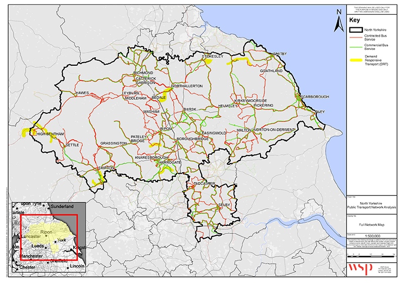 Map showing commercial and contracted local bus services
