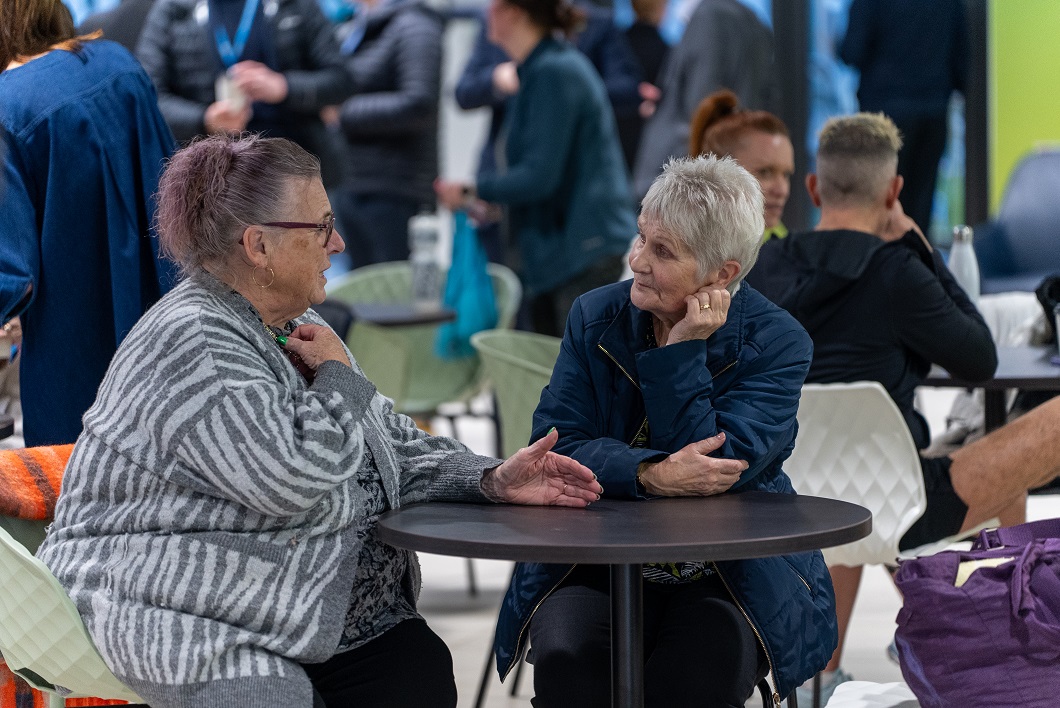 Two women talking
