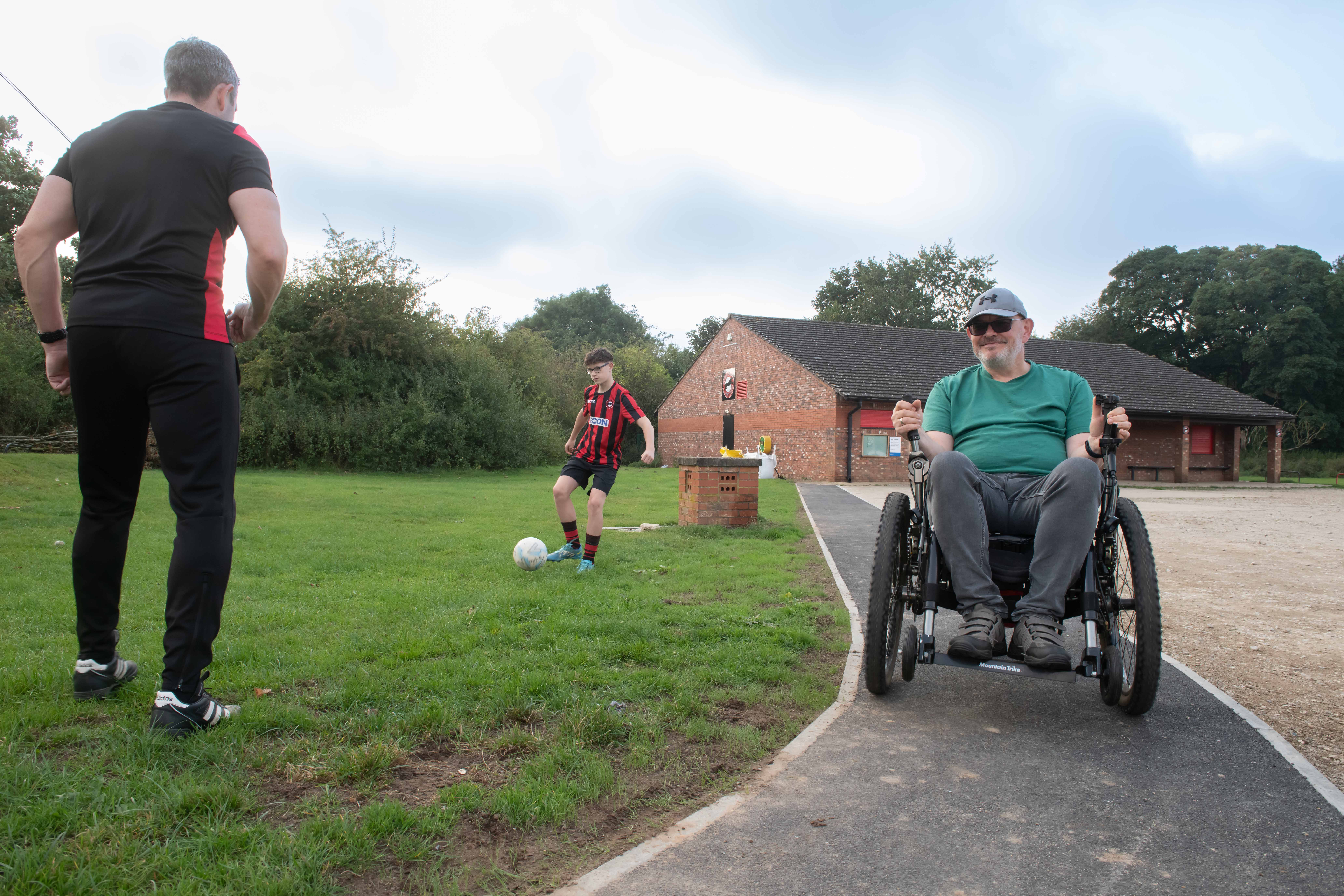 Ripon Disability Forum and Friends of Hell Wath member, Jem Dunford, with Chairman of Ripon Panthers, Steve Chapell and his 13-year-old son, Jenson.