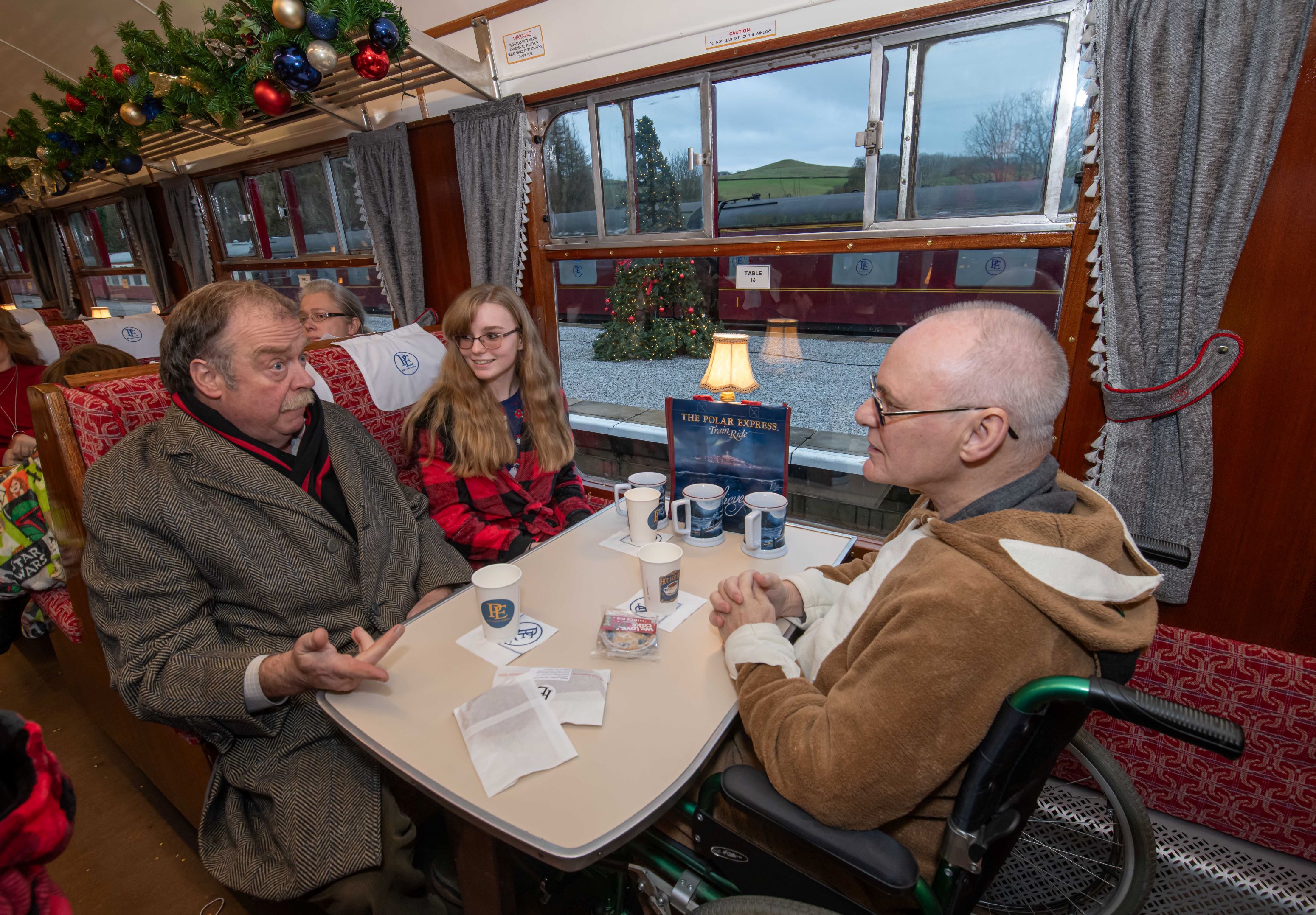 Three people on a train