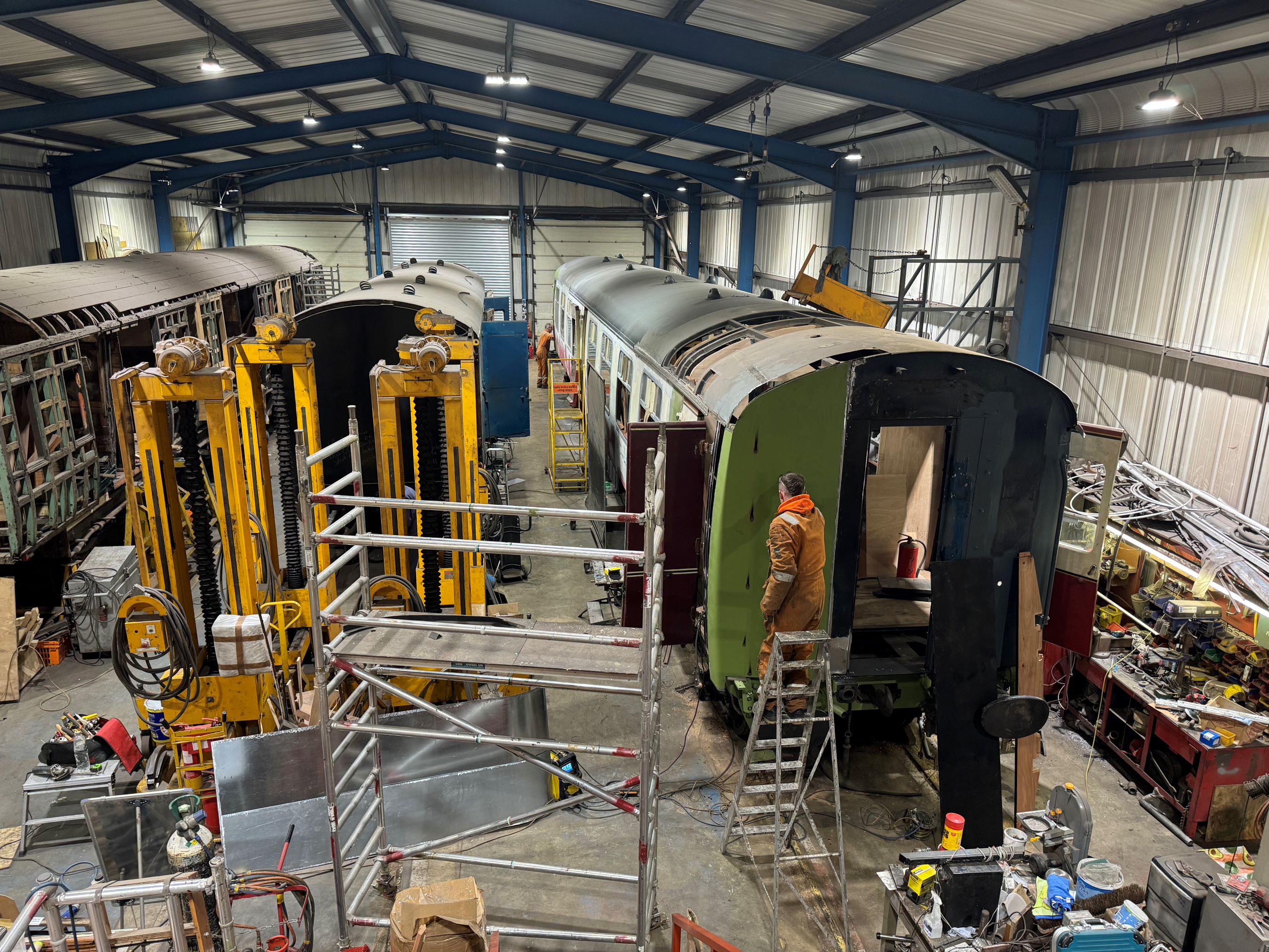 Work underway to restore the carriages at the Embsay and Bolton Abbey Steam Railway.