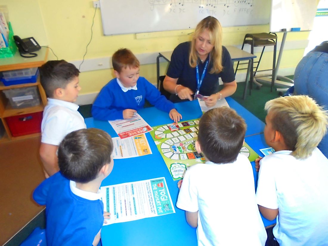 Children at Cayton Primary school playing the new game
