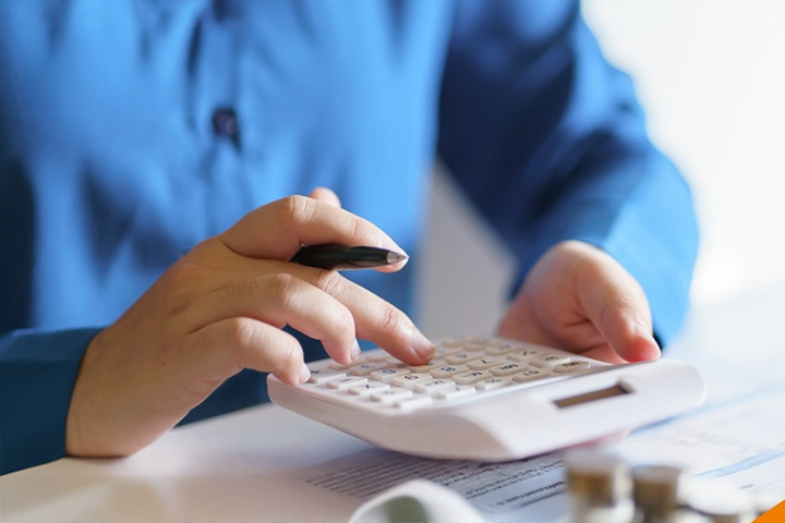 Person using a calculator.