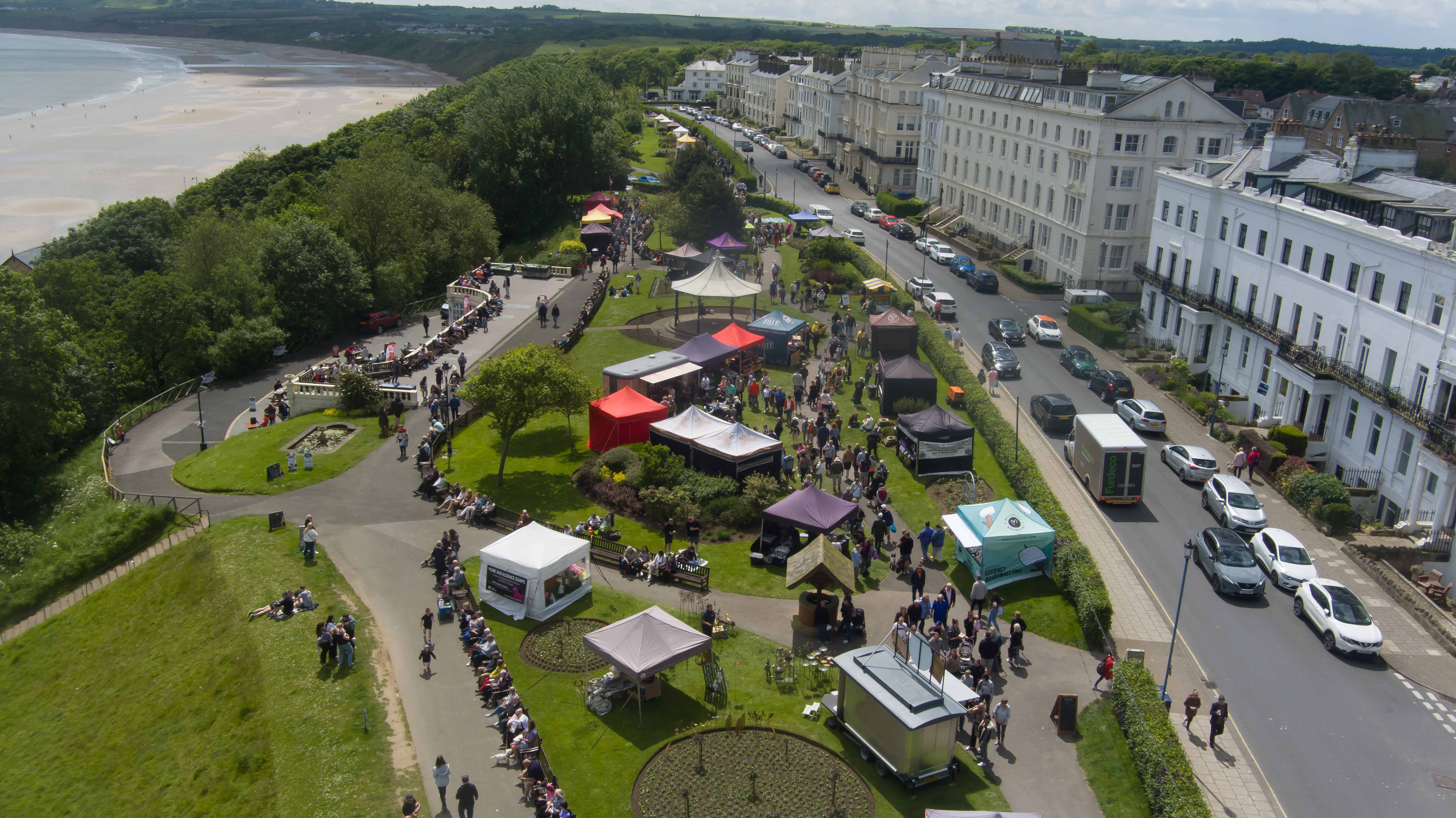 Aerial photo of the Filey Food Festival