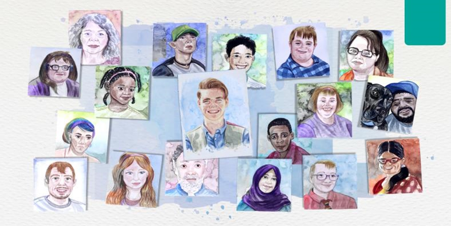 Collage of drawings of people
