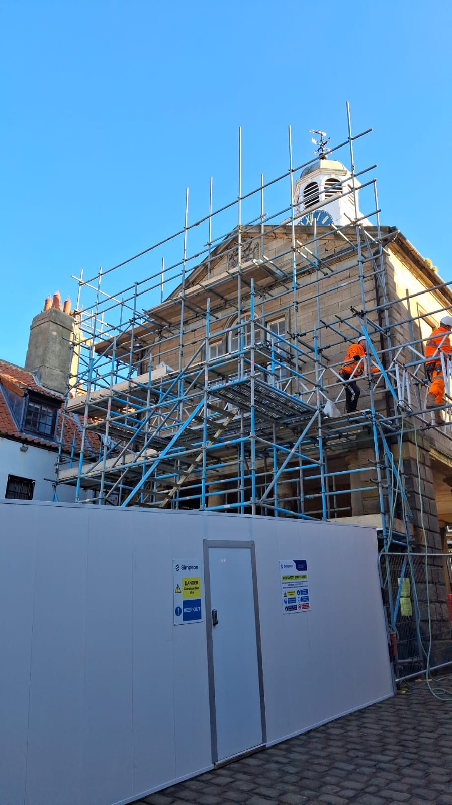 Scaffolding around Whitby Old Town Hall