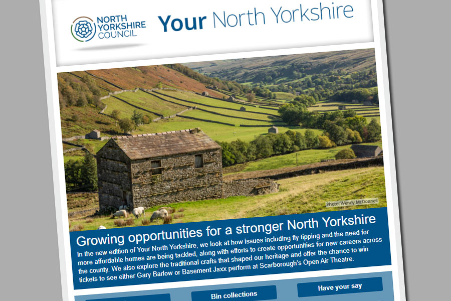 A screenshot of the April email of Your North Yorkshire