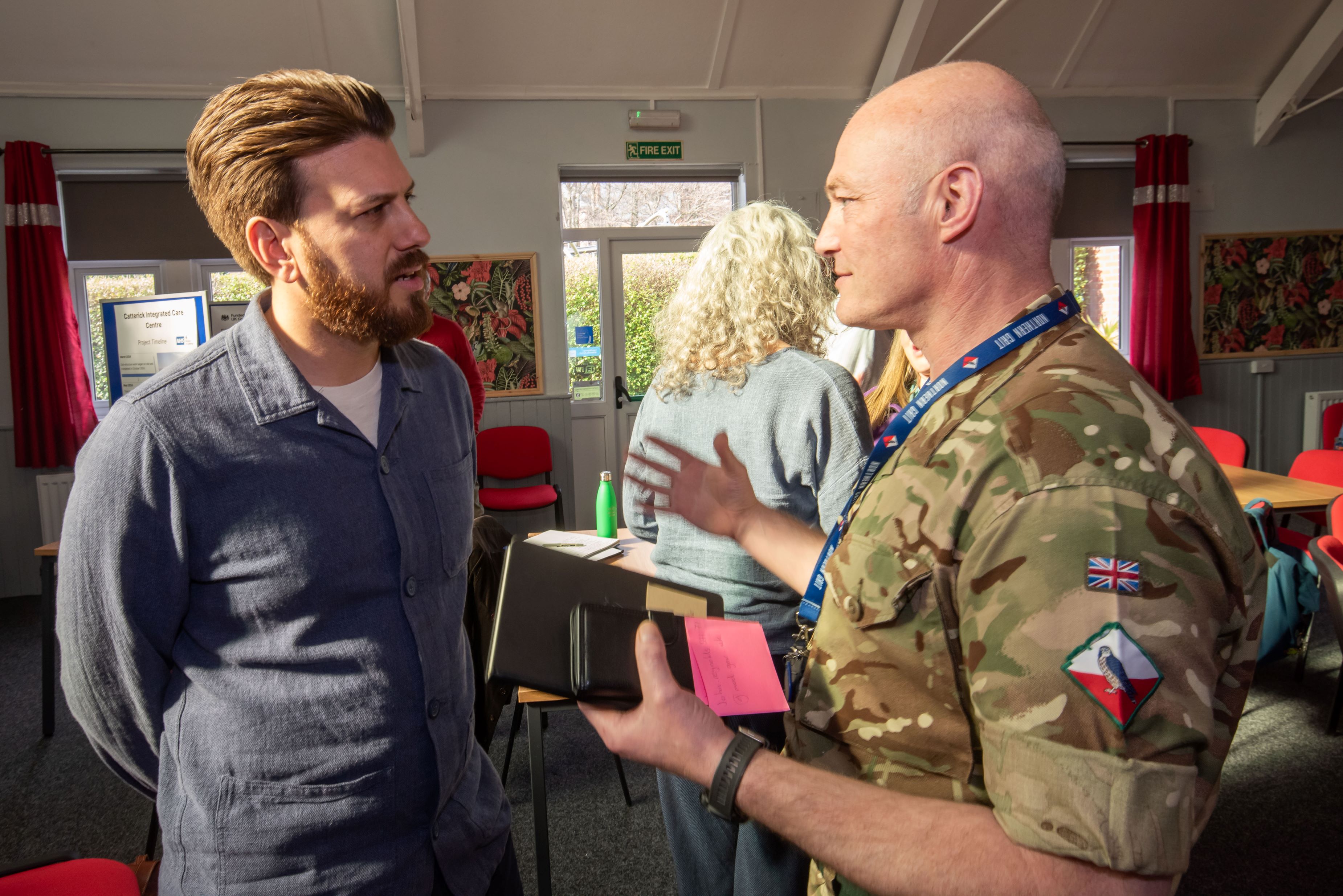 Steve Anwar from the Sapien Studio discusses the Catterick project with Warrant Officer John Reynolds, Military Housing Liaison Officer for the North, who is based at Catterick Garrison.