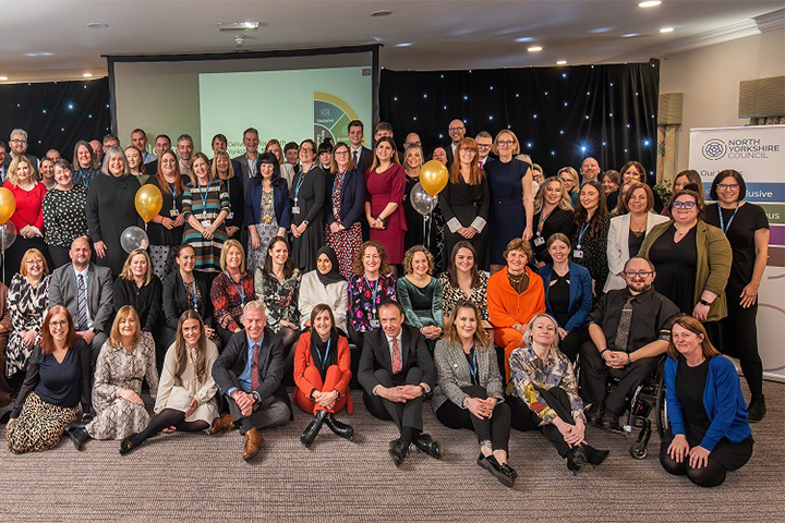 Employees celebrating their staff awards