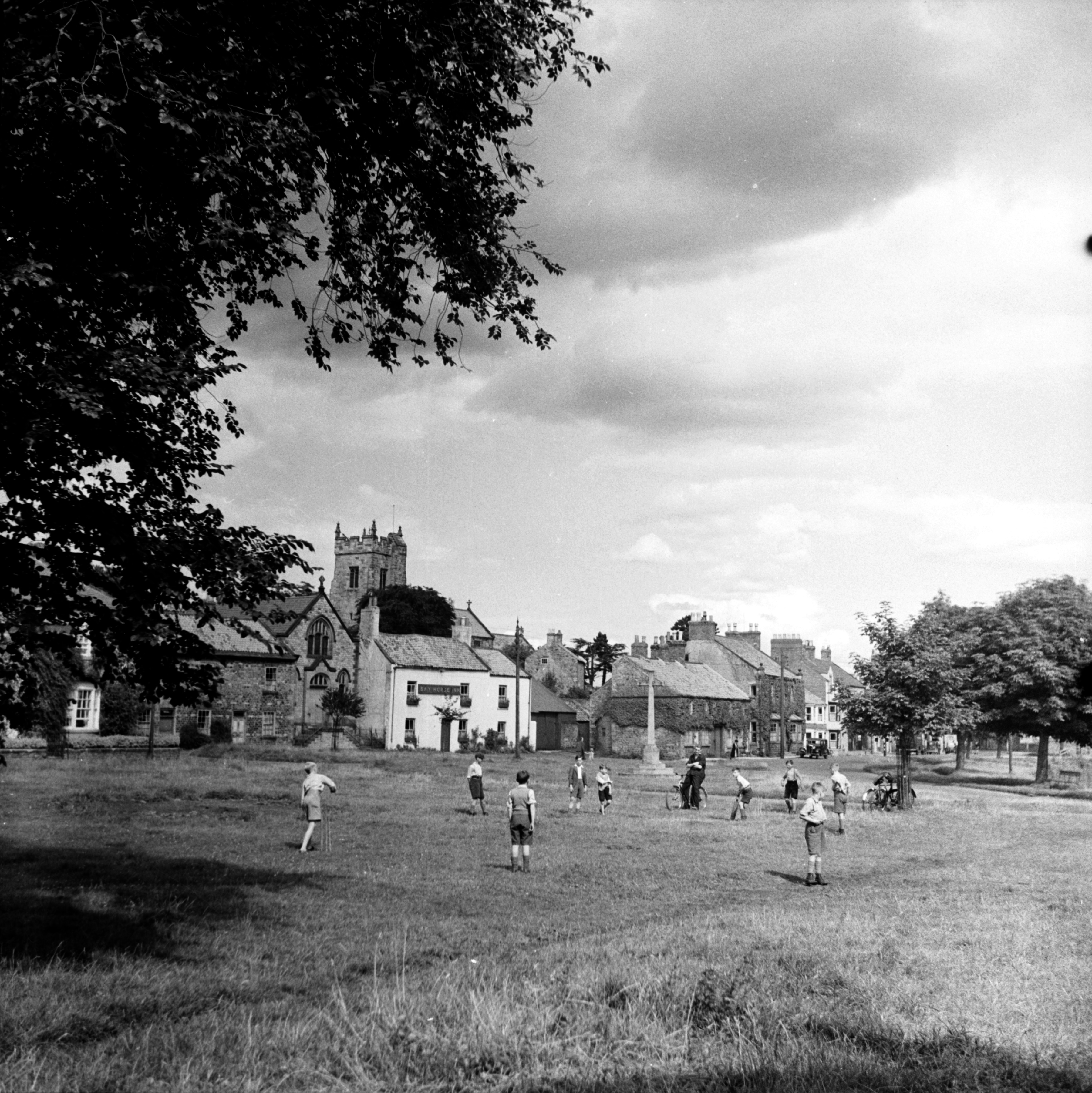 A cricket match on Catterick’s village green, with St Anne’s church in the background