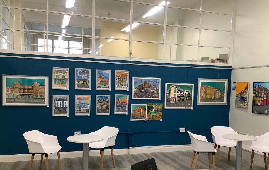 Selection of artwork by Colin Powell on display