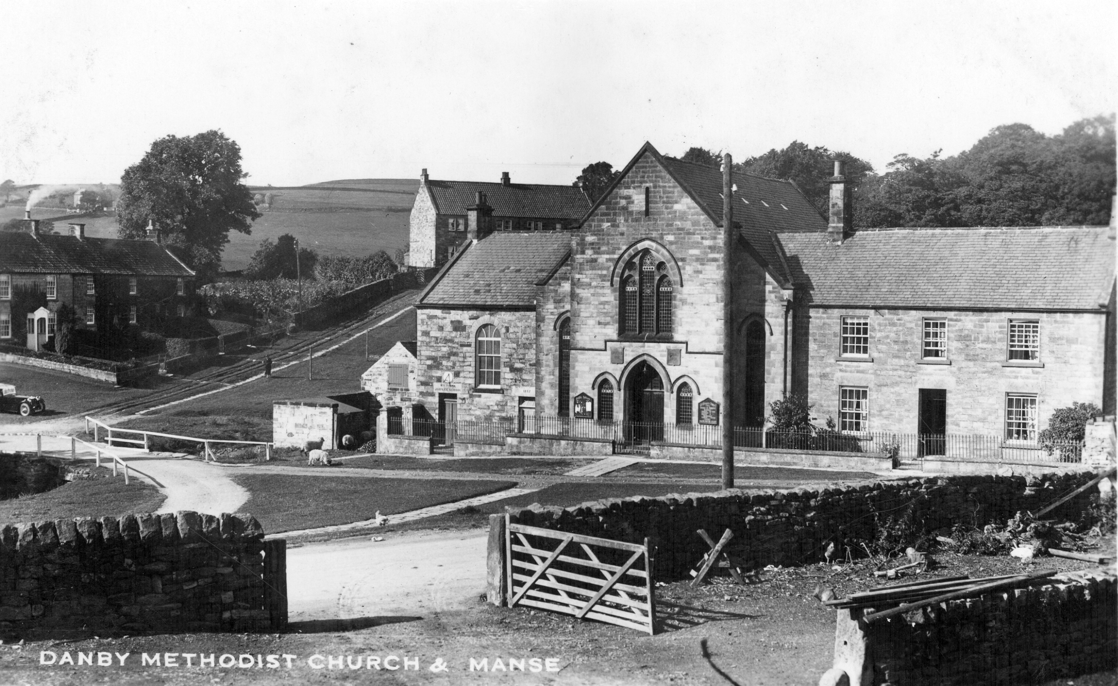 A view of the Methodist church and manse at Danby in Cleveland
