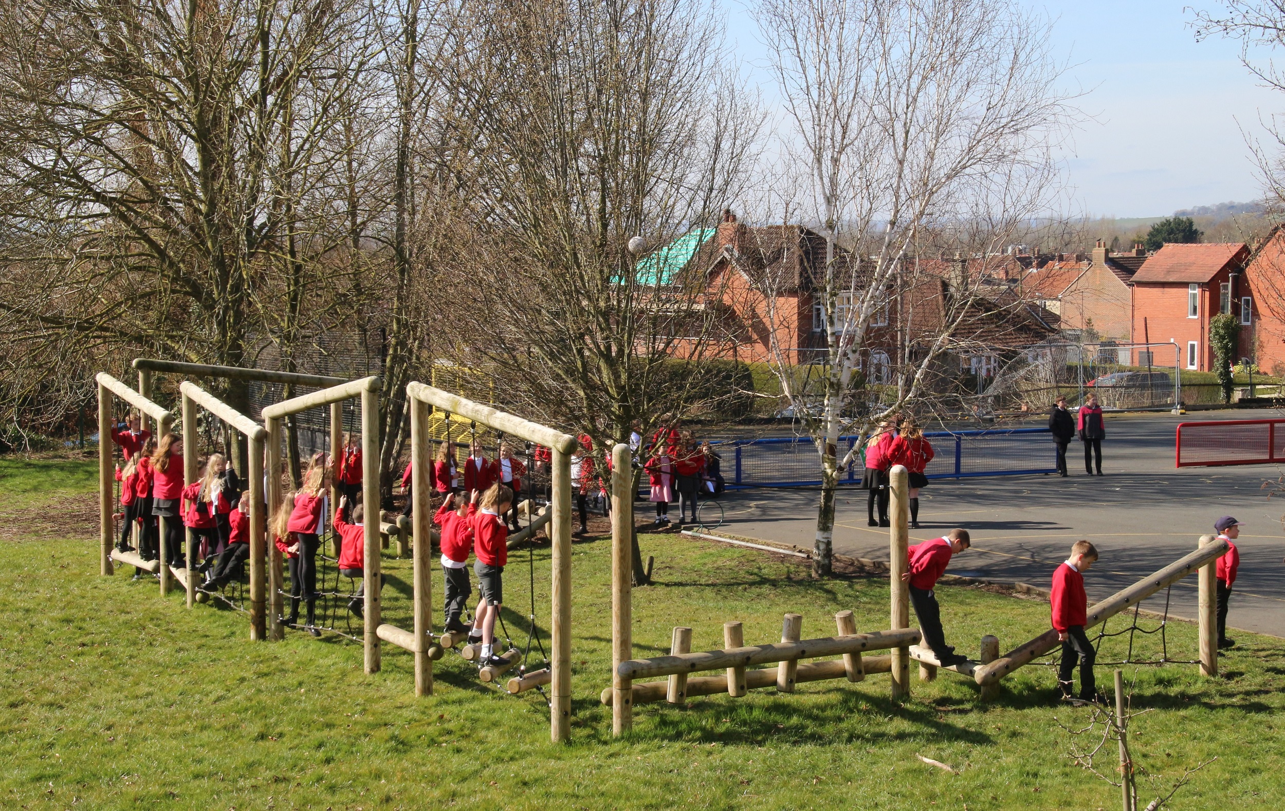 Children playing on a play area