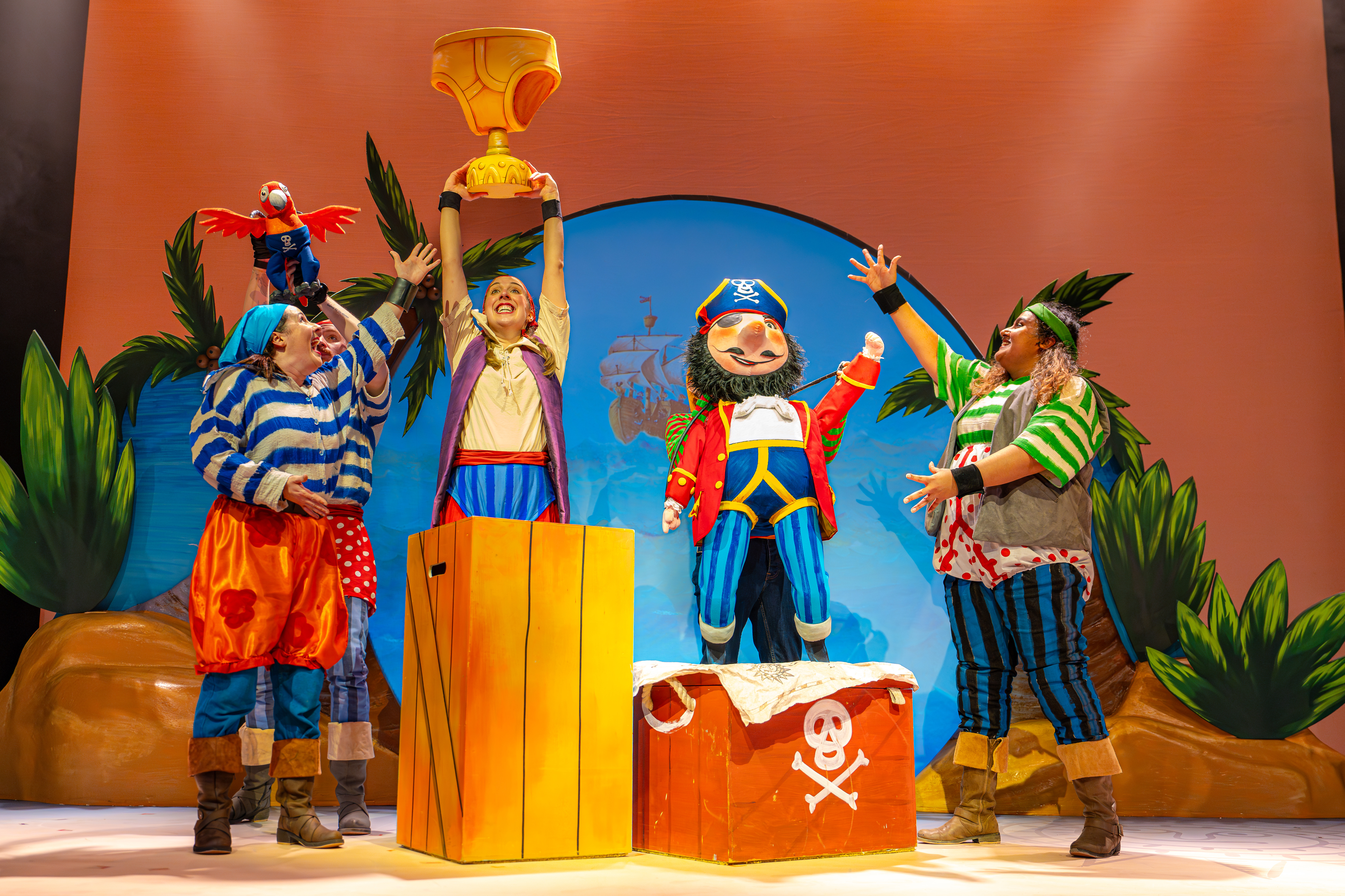 Performers of Pirates Love Underpants on stage