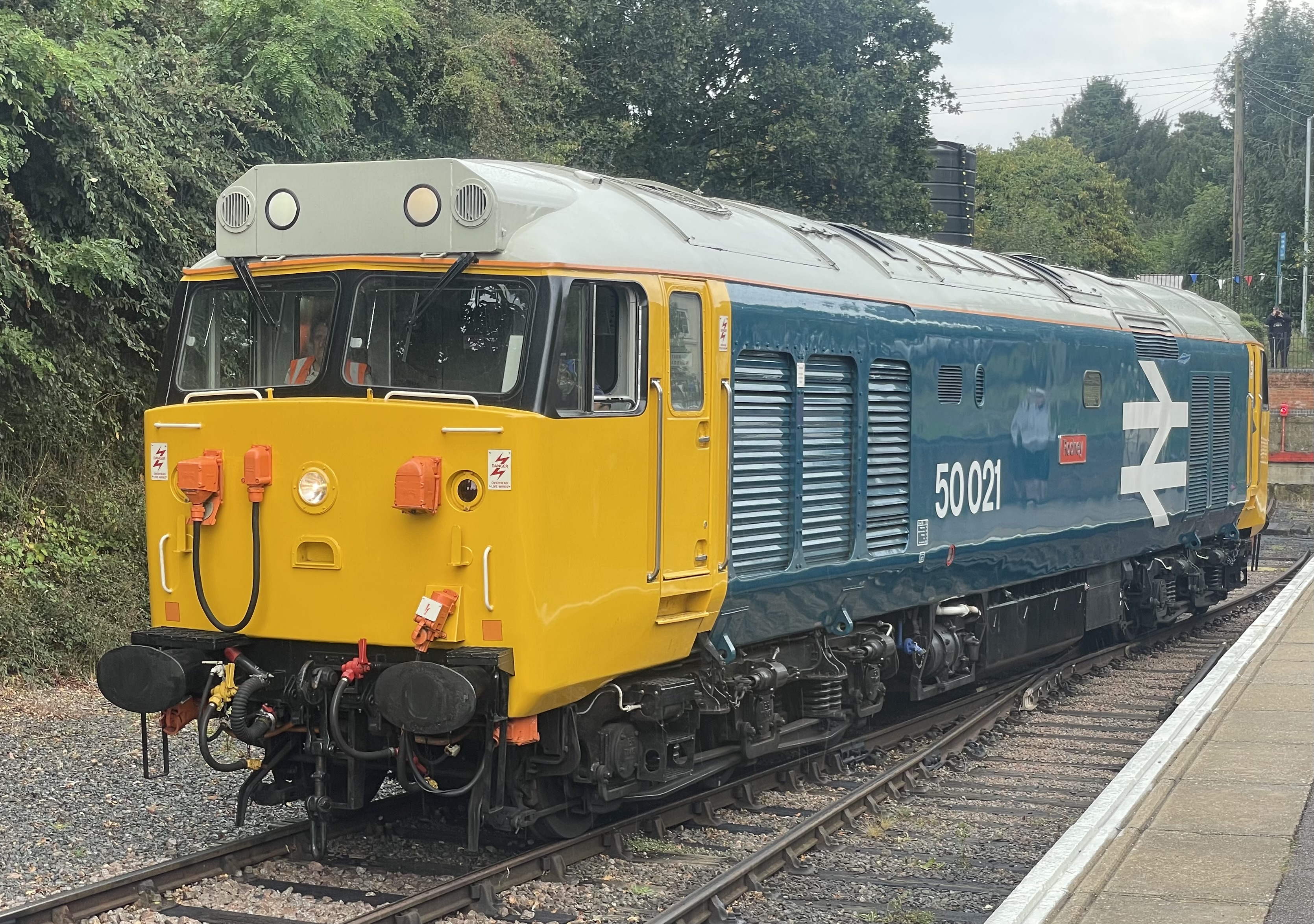 Photo of a diesel train on the tracks