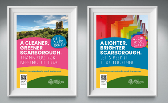 Two Scarborough posters side by side in frames
