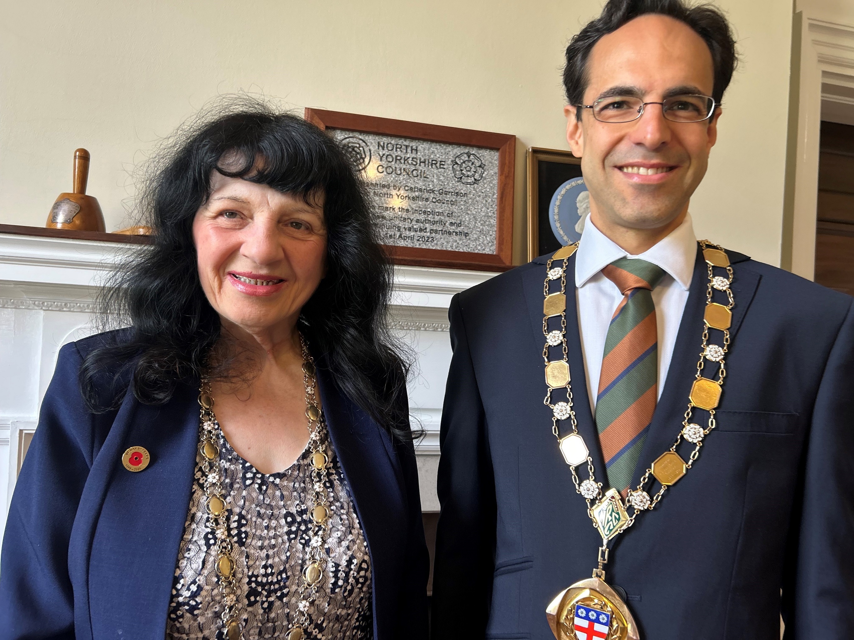 Former council chair Cllr Roberta Swiers and new chair Cllr George Jabbour