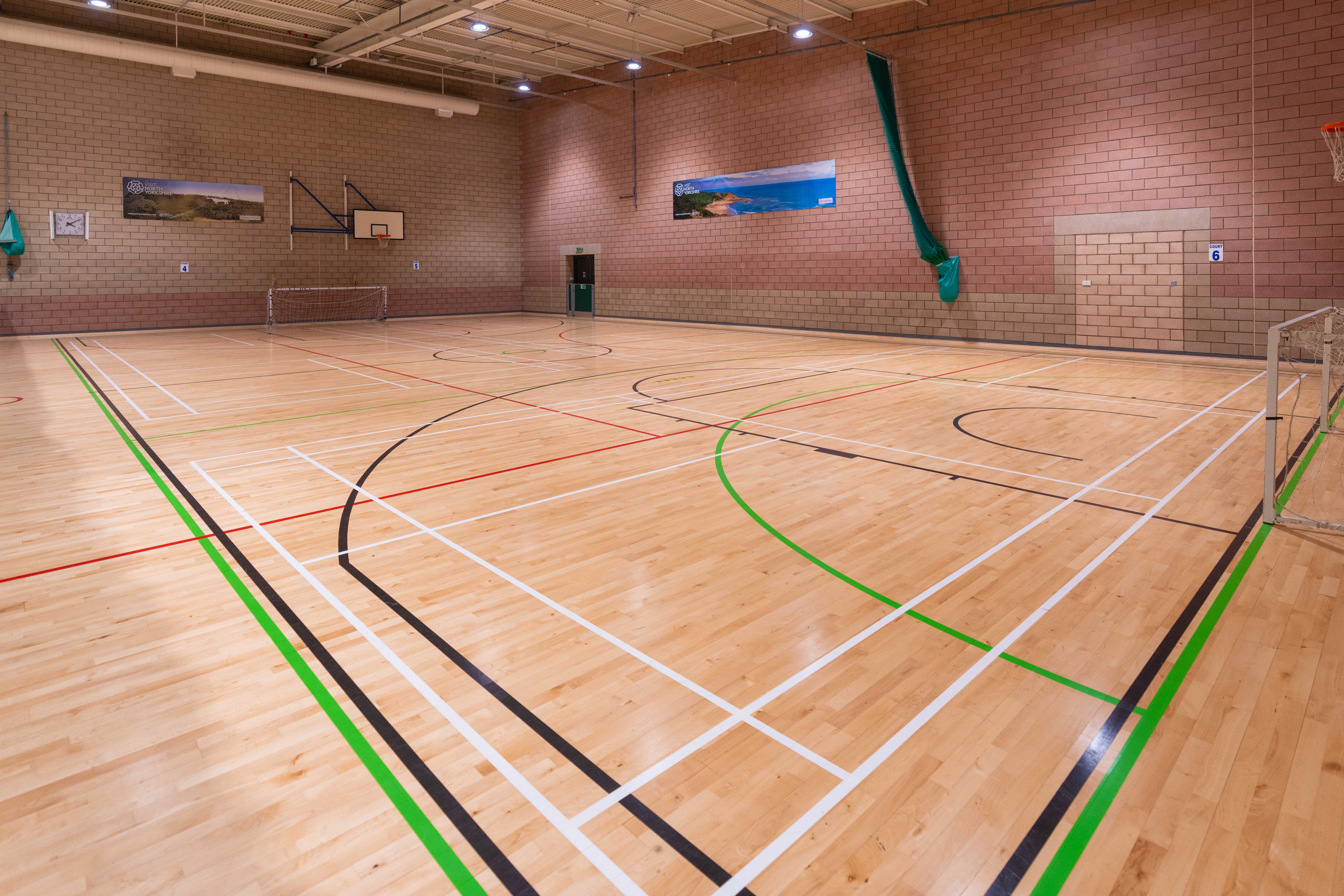 A view of the empty sports hall at Northallerton Leisure and Wellbeing Hub