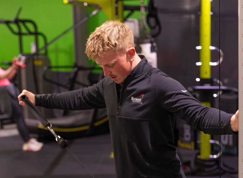 A man in Northallerton leisure and wellbeing hub's gym doing resistance training