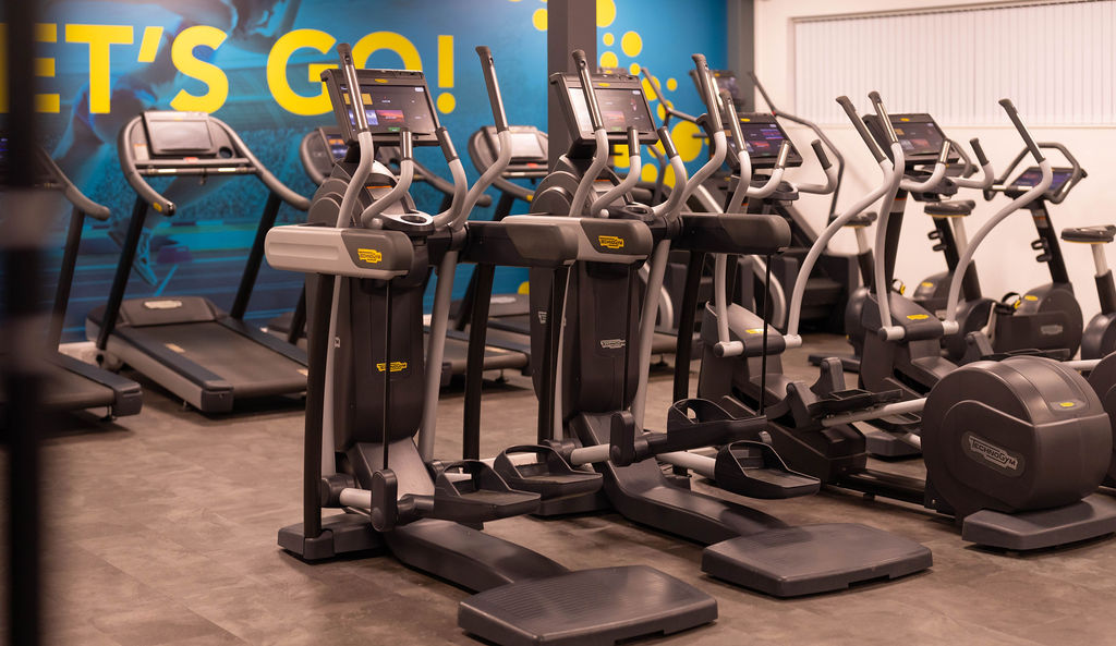 The gym at Stokesley Leisure and Wellbeing Hub with treadmills and exercise bikes ready to be used