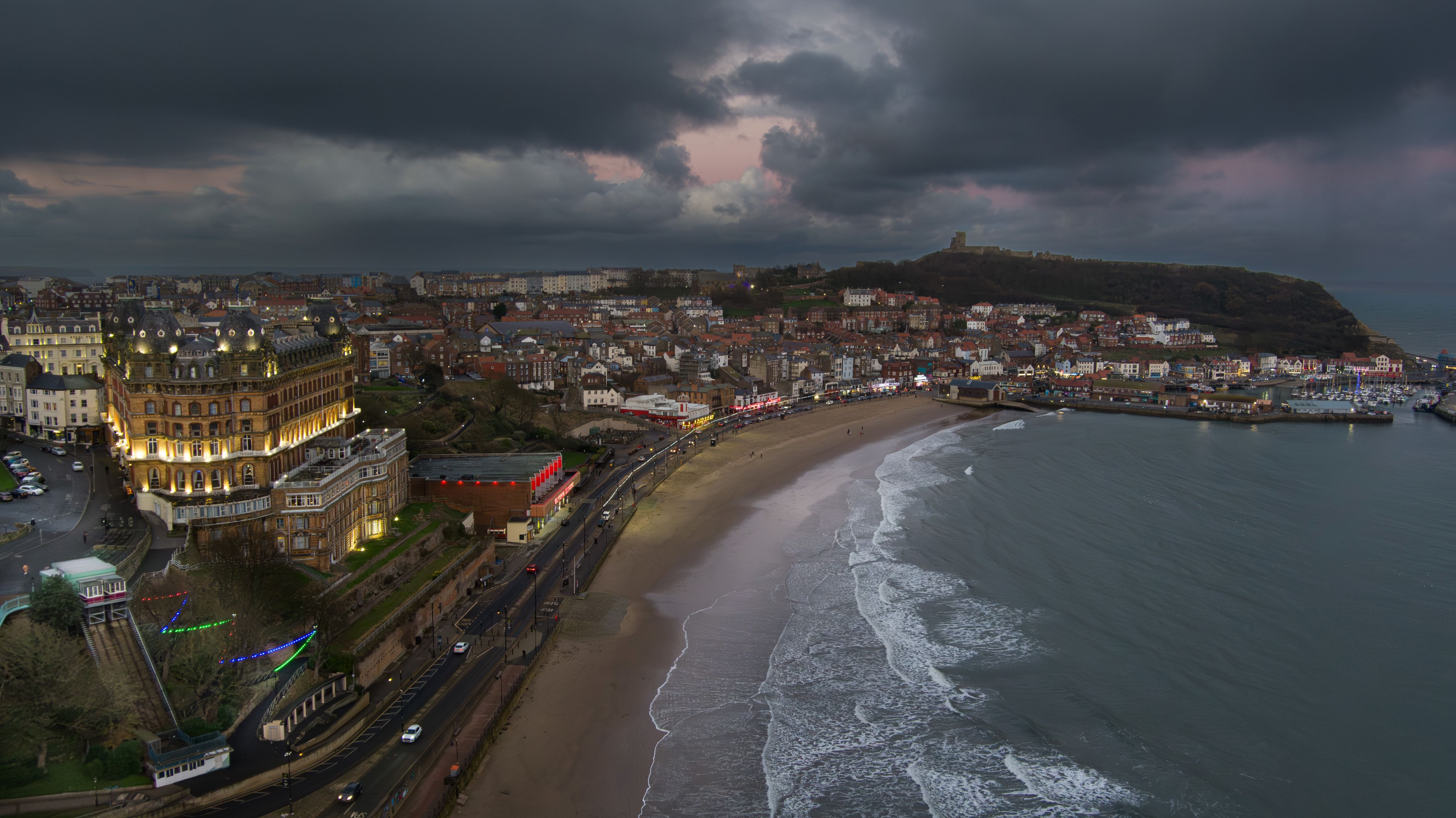 A view of Scarborough South Bay at night