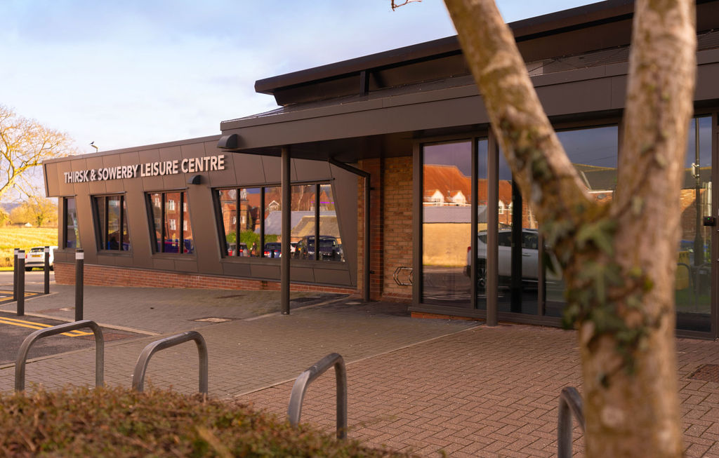 An external view of the front of Thirsk and Sowerby Leisure and Wellbeing Hub