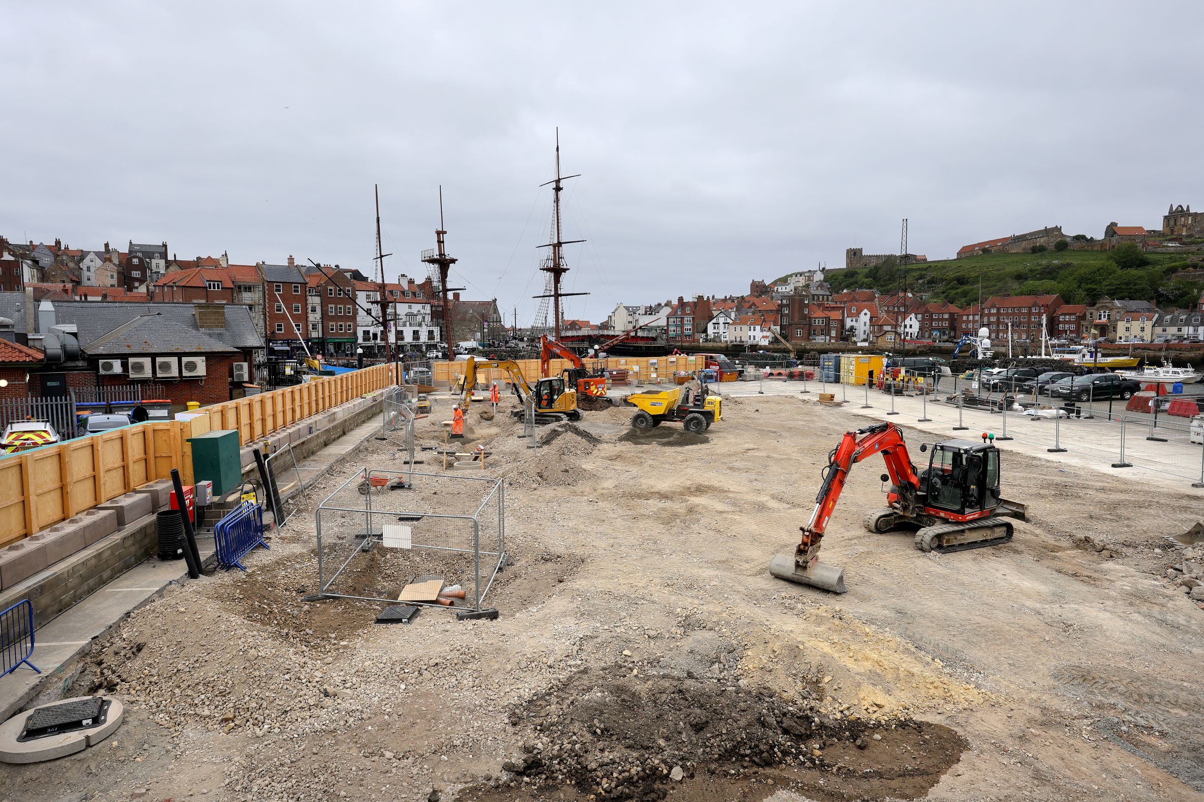 Early technical groundwork with diggers on land in Whitby