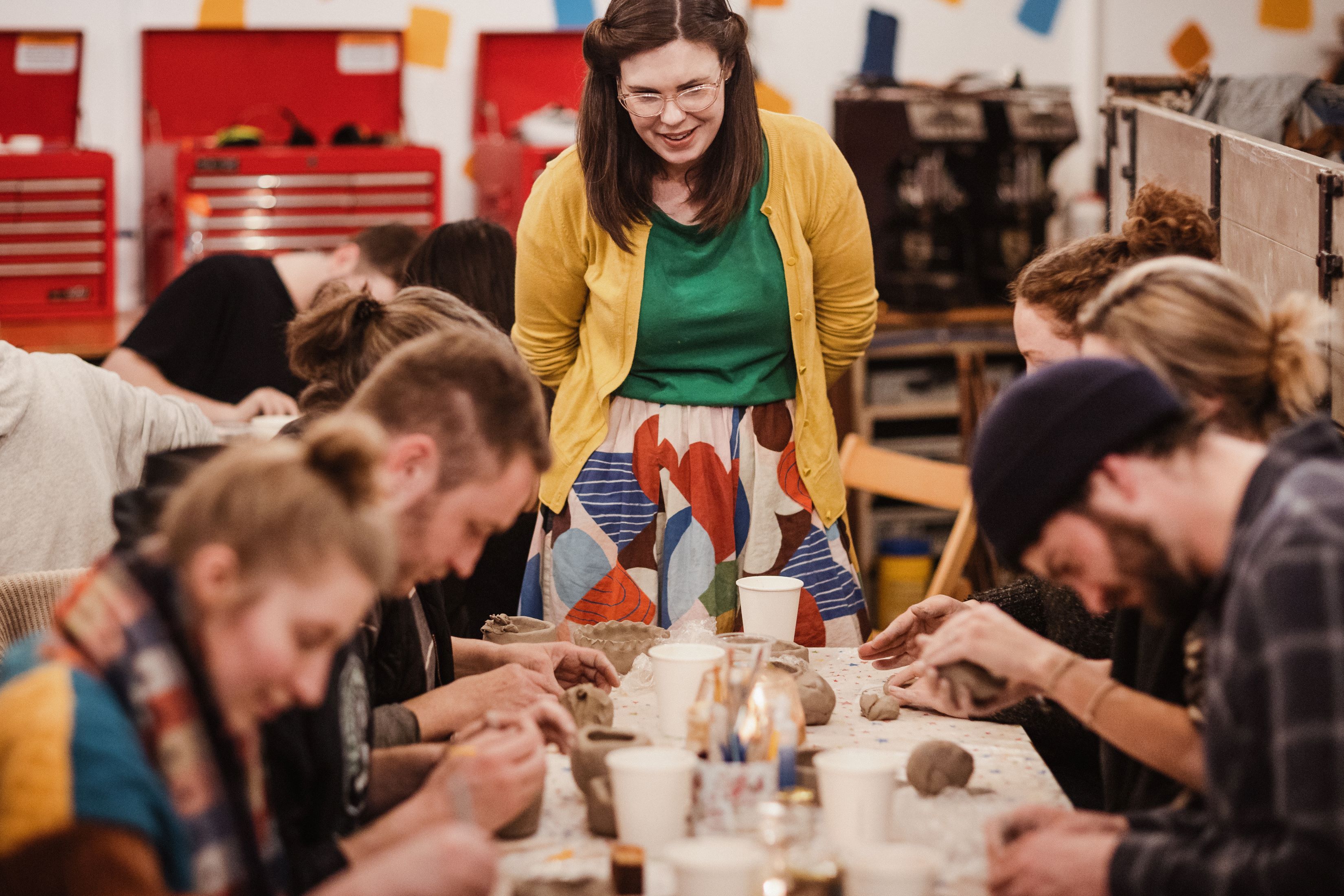Artist Rebecca Norris hosts a pottery workshop.