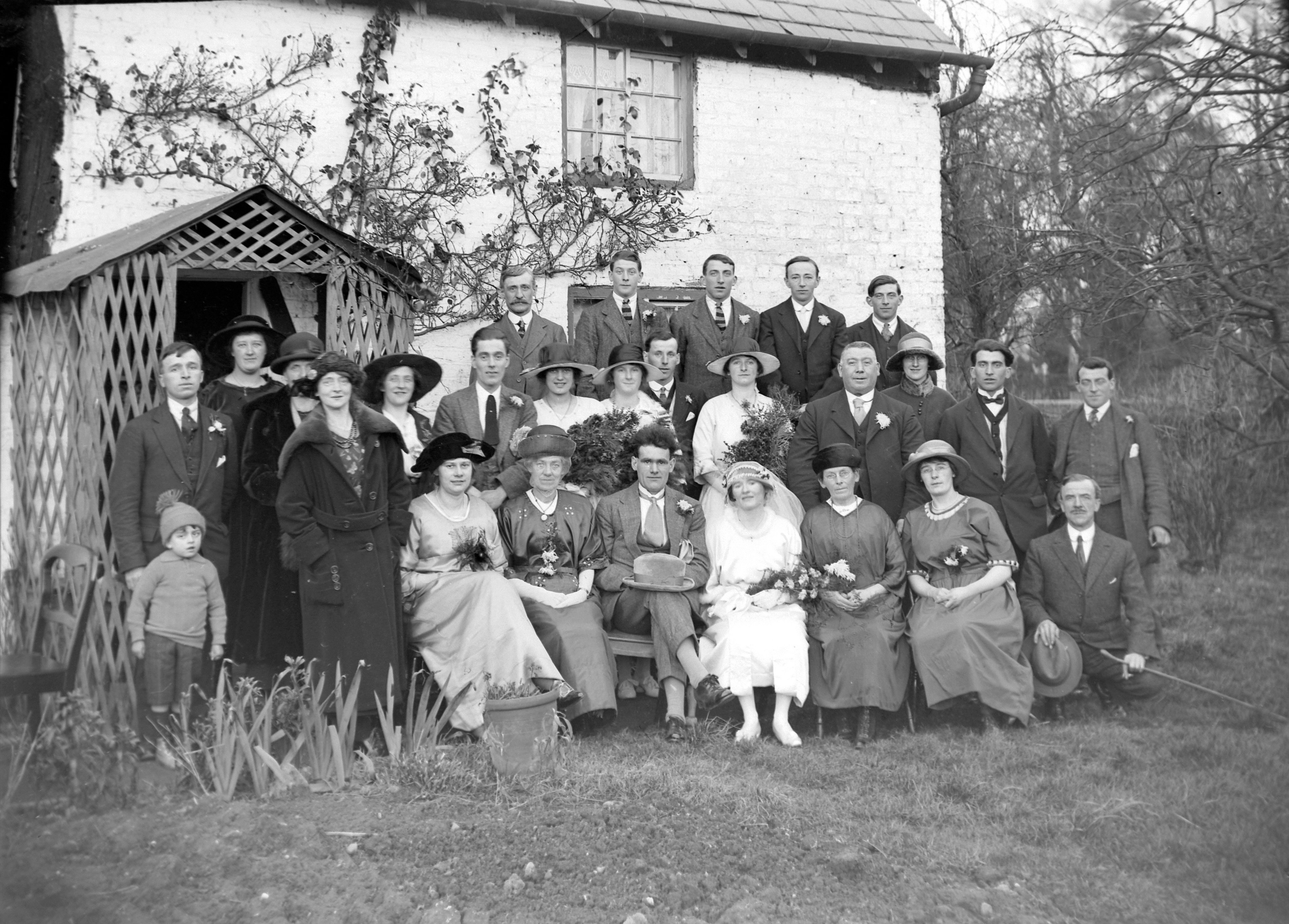 Black and white photo of a Wedding party in the 1920s. From the Louisa Kruckenberg