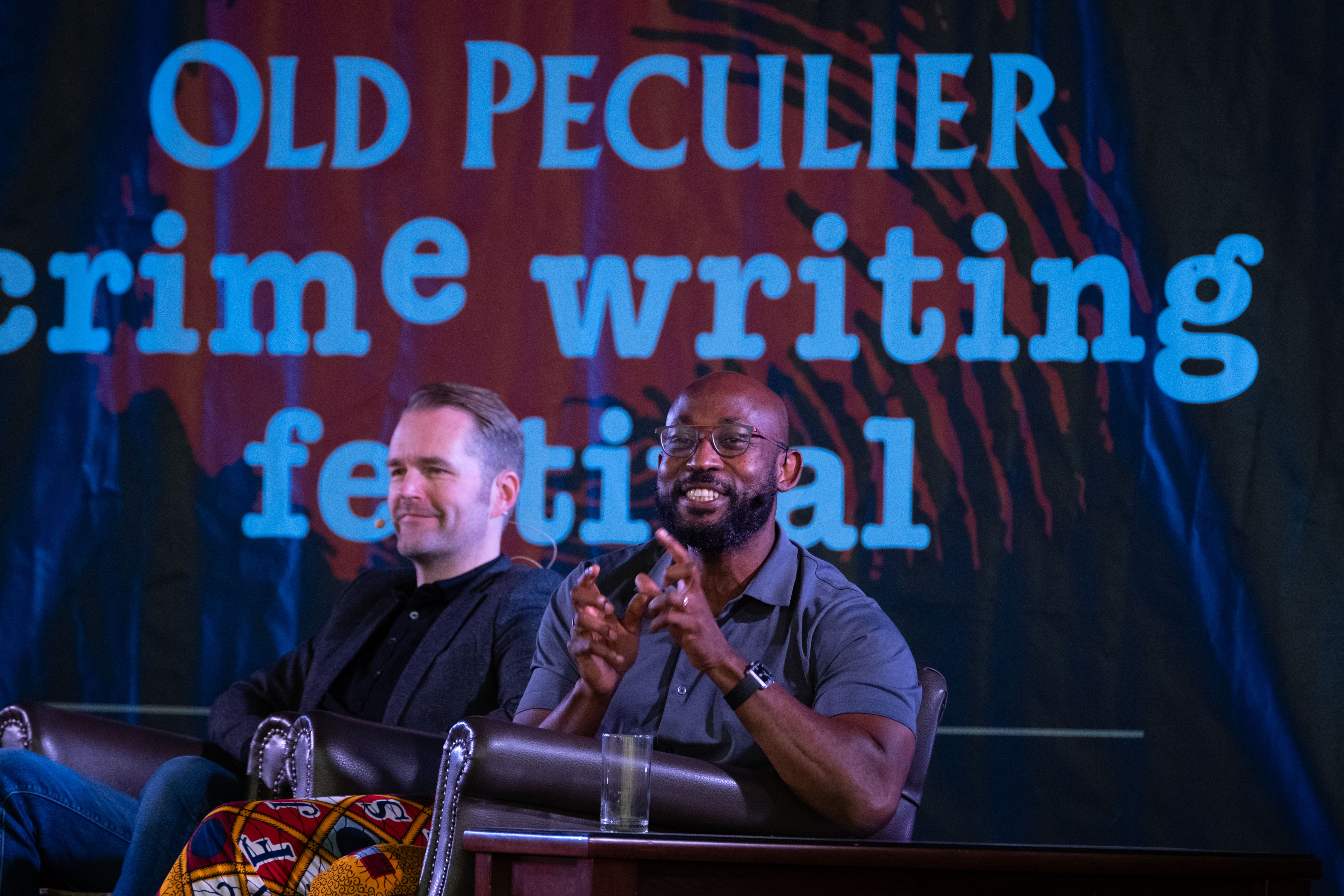 Tim Weaver and Femi Kayode performing at the Old Peculier Crime Writing Festival. Credit Richard Maude