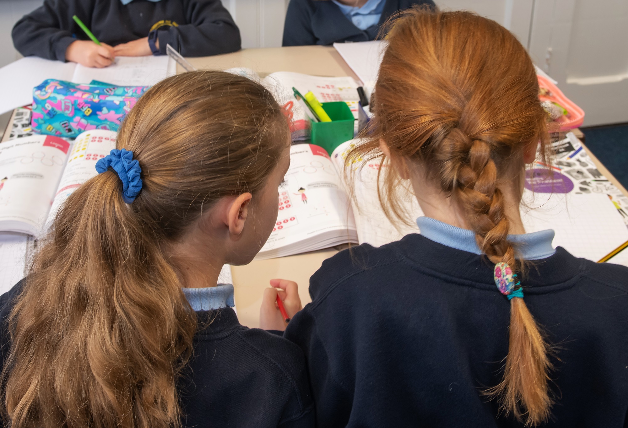 Two children in a school