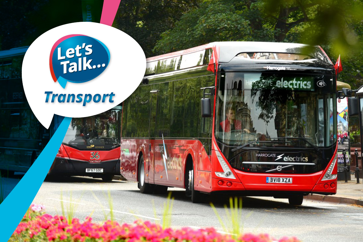 The Let's Talk Transport logo over a picture of a bus